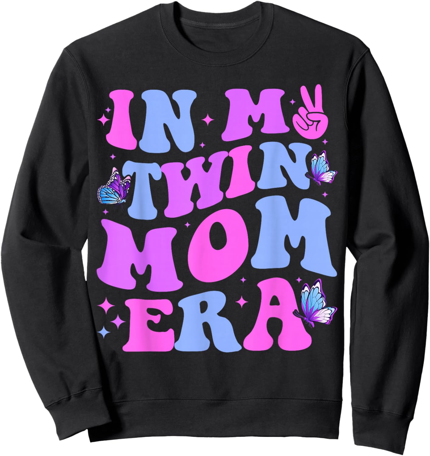 In My Twin Mom Era Baby Announcement New Mom Mother's Day Sweatshirt - Sweatshirt | Black