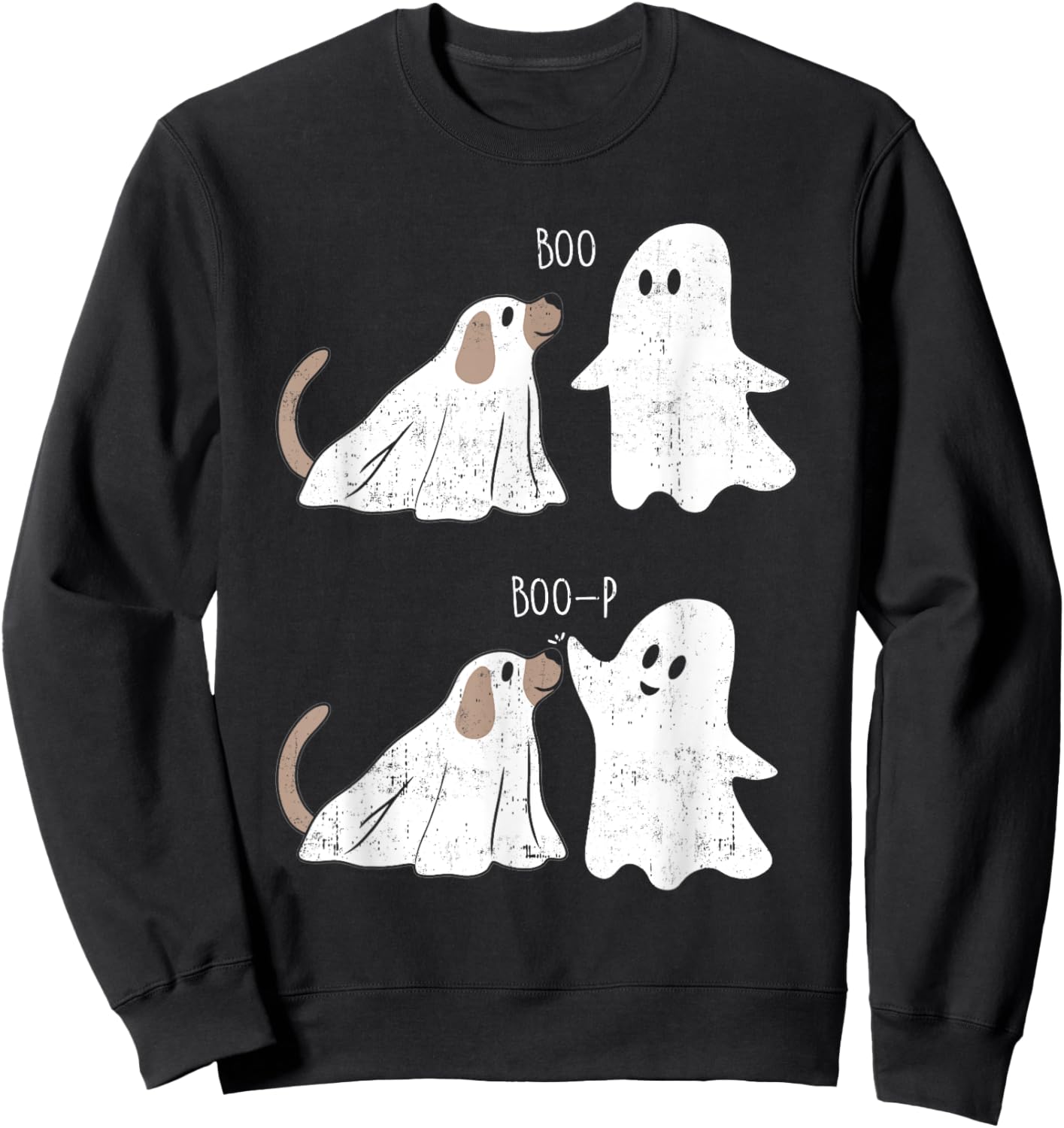 Retro Vintage Boo Boop Ghost And Dog Halloween Funny Sweatshirt - Sweatshirt | Black
