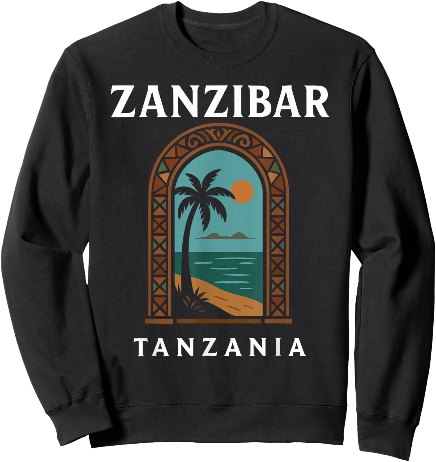 Zanzibar Tanzania Retro Stone Town Island Travel African Art Sweatshirt - Sweatshirt | Black