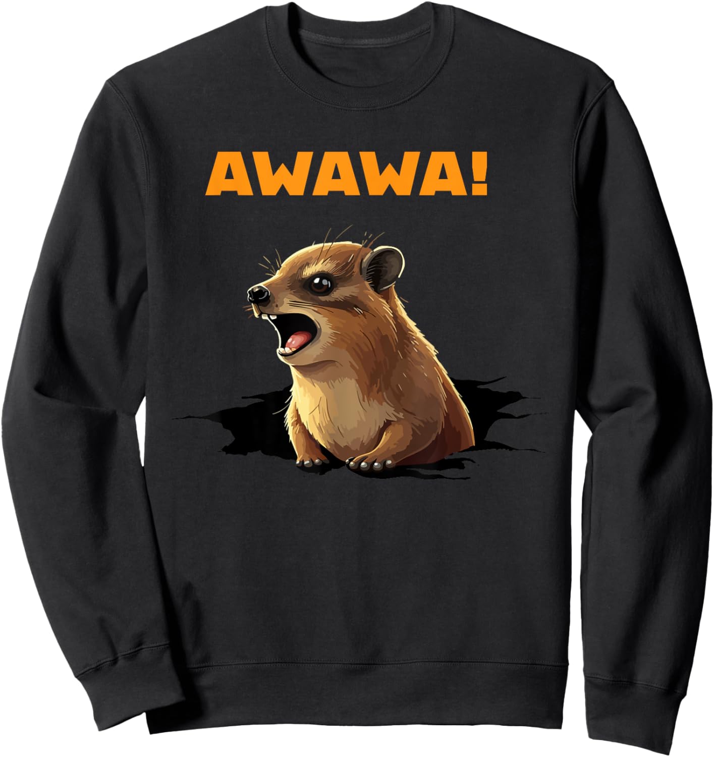 Rock Hyrax Lover Awawa Funny Groundhog Dassi Sweatshirt - Sweatshirt | Black