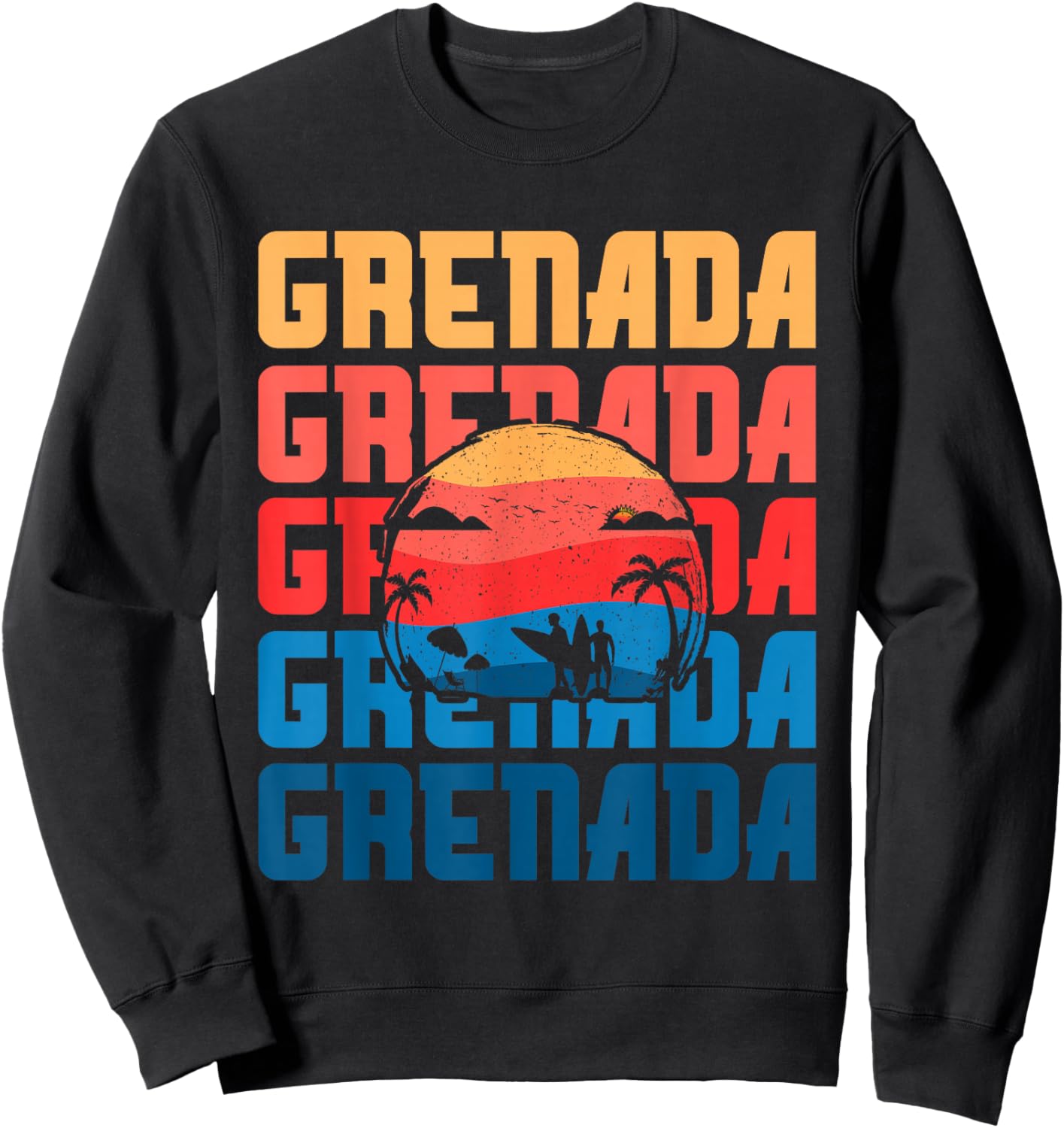 Grenada Vacation Grenadian Surfing Souvenir Retro Sweatshirt - Sweatshirt | Black