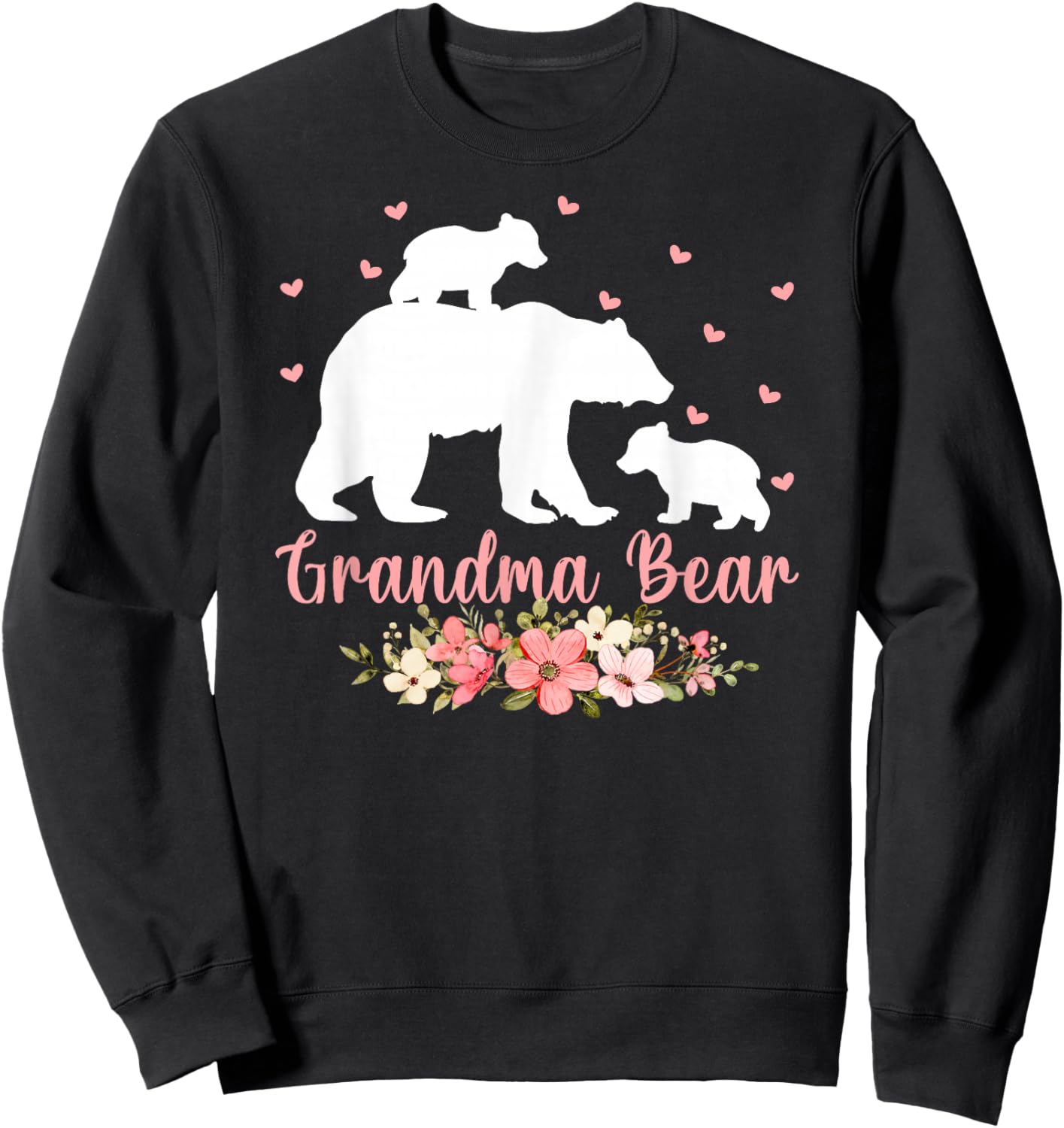 Grandma Bear Matching Family Floral Bear Grandma Mothers Day Sweatshirt - Sweatshirt | Black