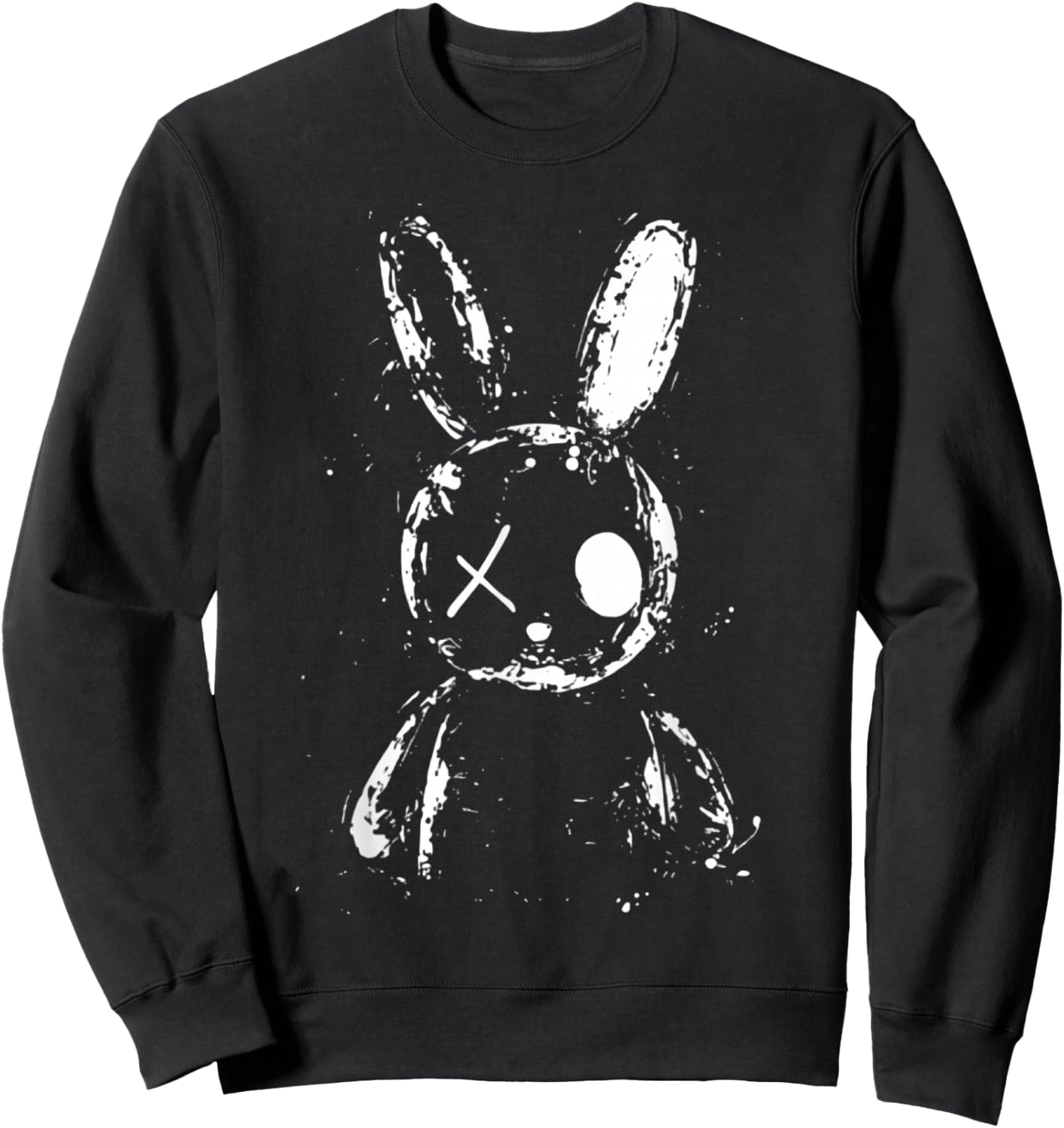Cute Creepy Bunny Rabbit Grunge Horror Aesthetic Alt Goth Sweatshirt - Sweatshirt | Black