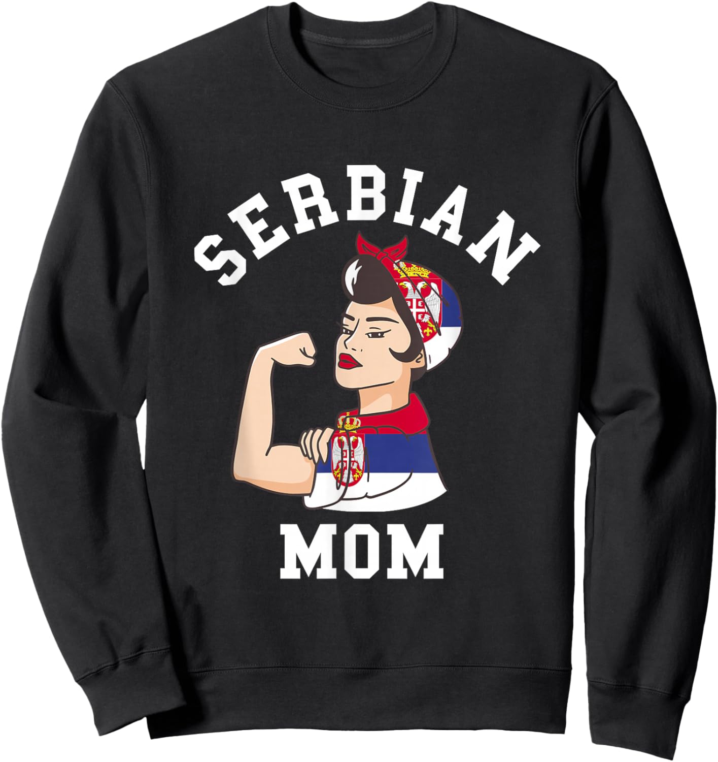 Serbia Flag Serbia Mama Pride Roots Mother Sweatshirt - Sweatshirt | Black