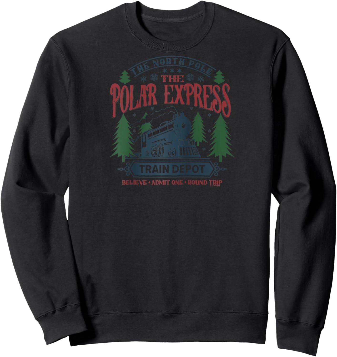 The Polar Express Train Depot Raglan Baseball Sweatshirt - Sweatshirt | Black
