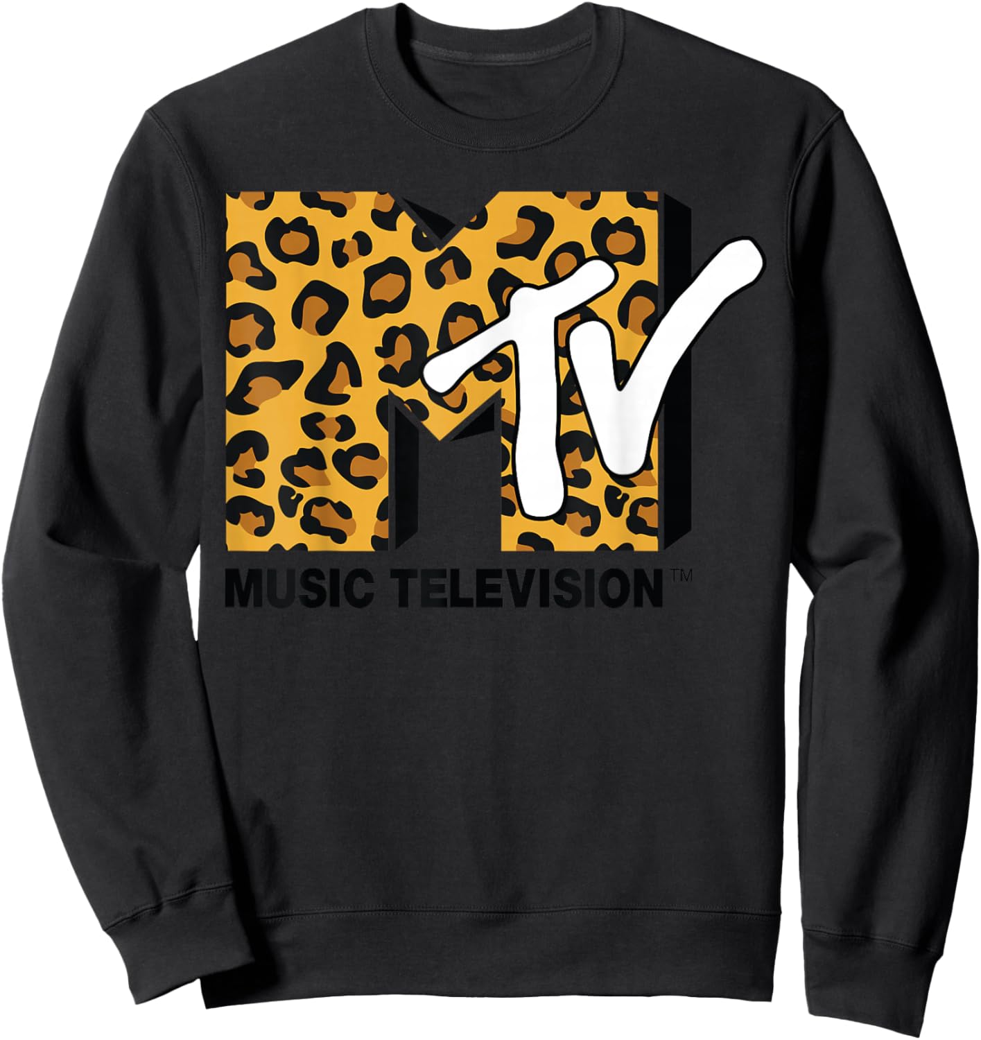 Classic MTV Logo Leopard Print Sweatshirt - Sweatshirt | Black