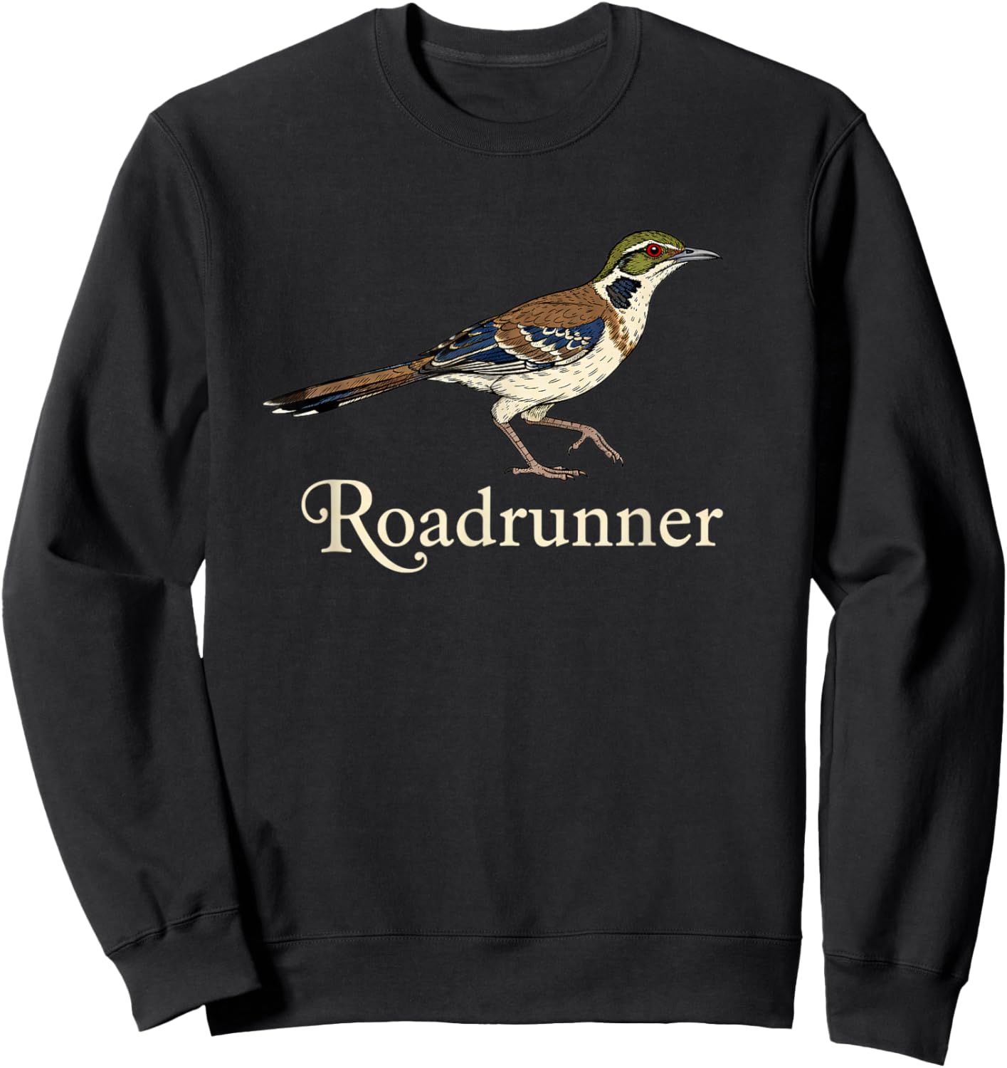 Bird Roadrunner Vintage Illustration, Roadrunner Script Sweatshirt - Sweatshirt | Black