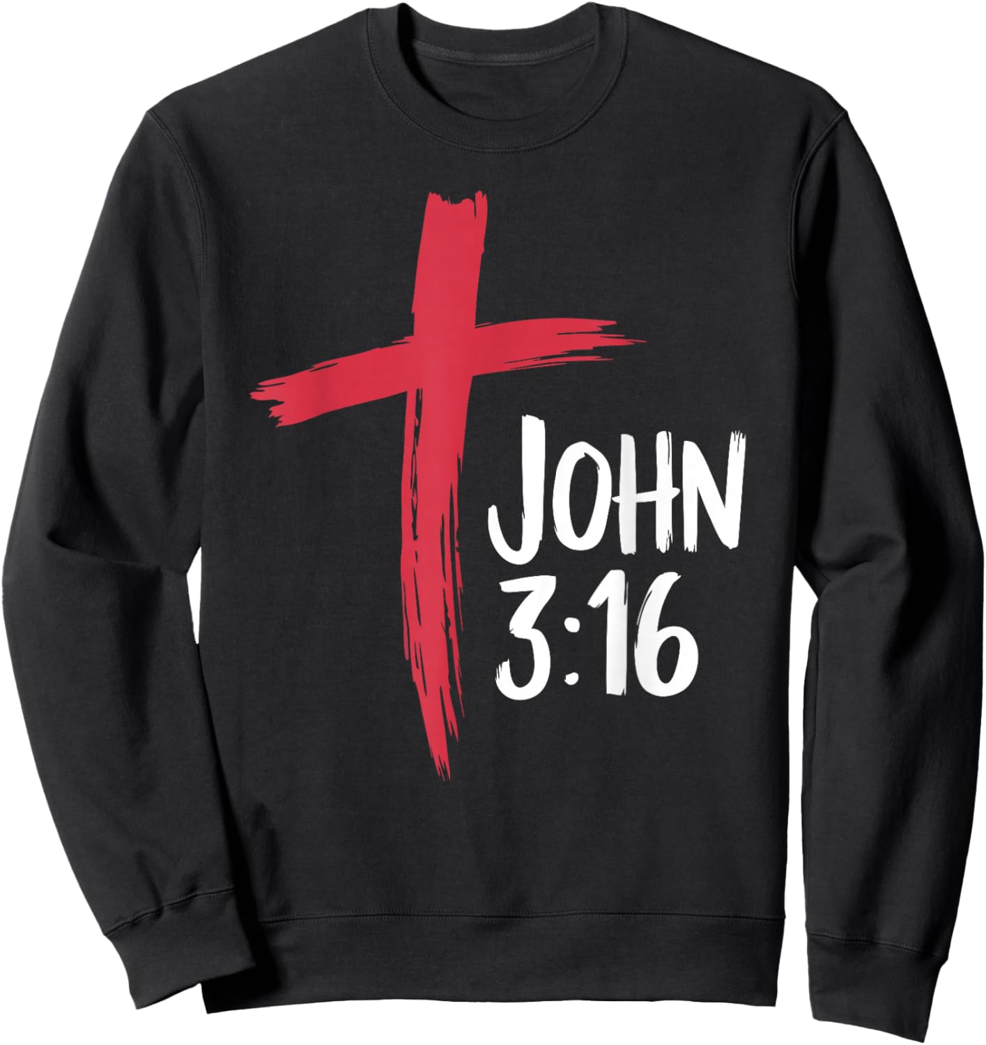 John 3:16 Distressed Cross Graphic Sweatshirt - Sweatshirt | Black