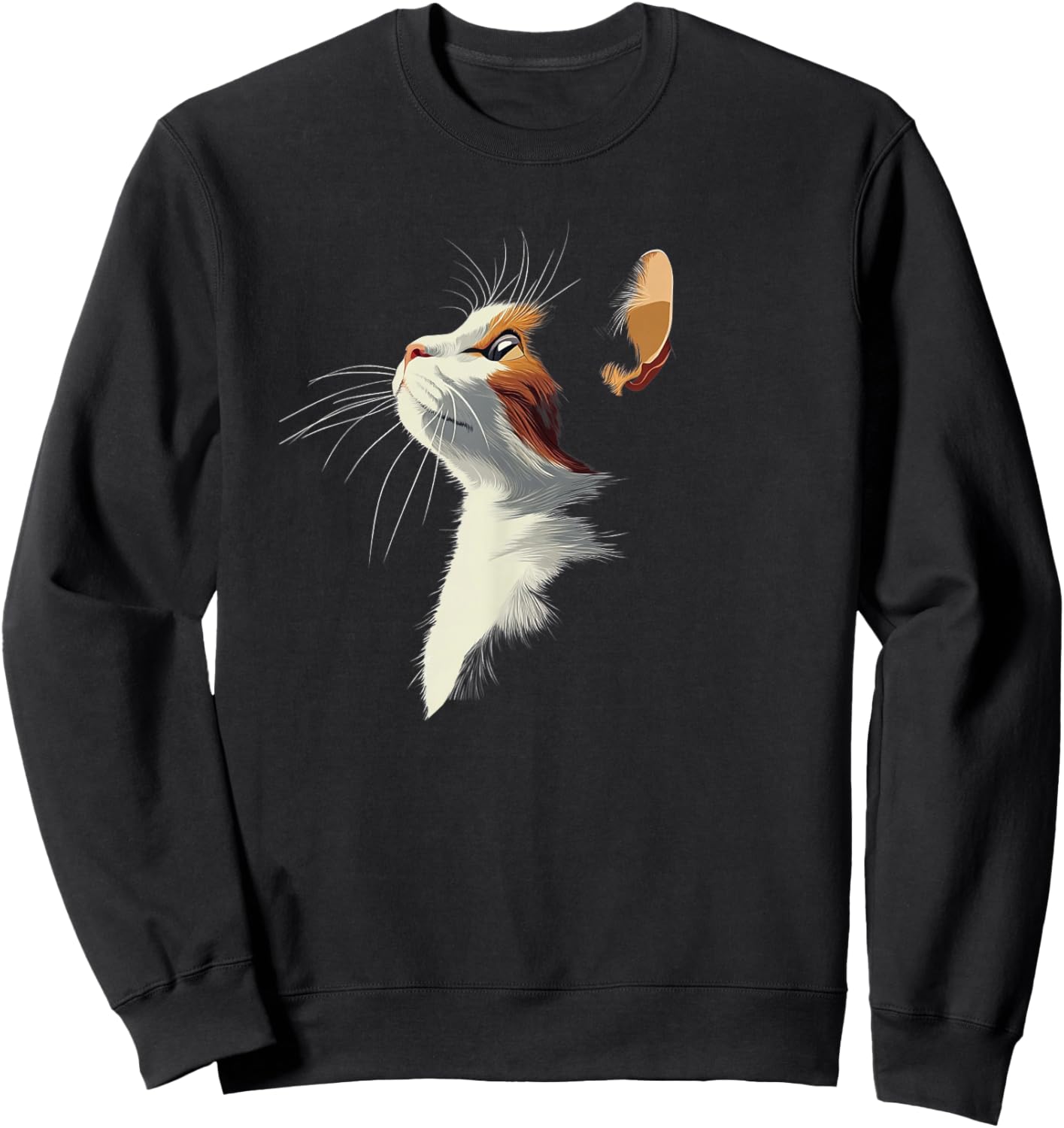Beautiful Girls Illustration Art Calico Cat Lover Sweatshirt - Sweatshirt | Black