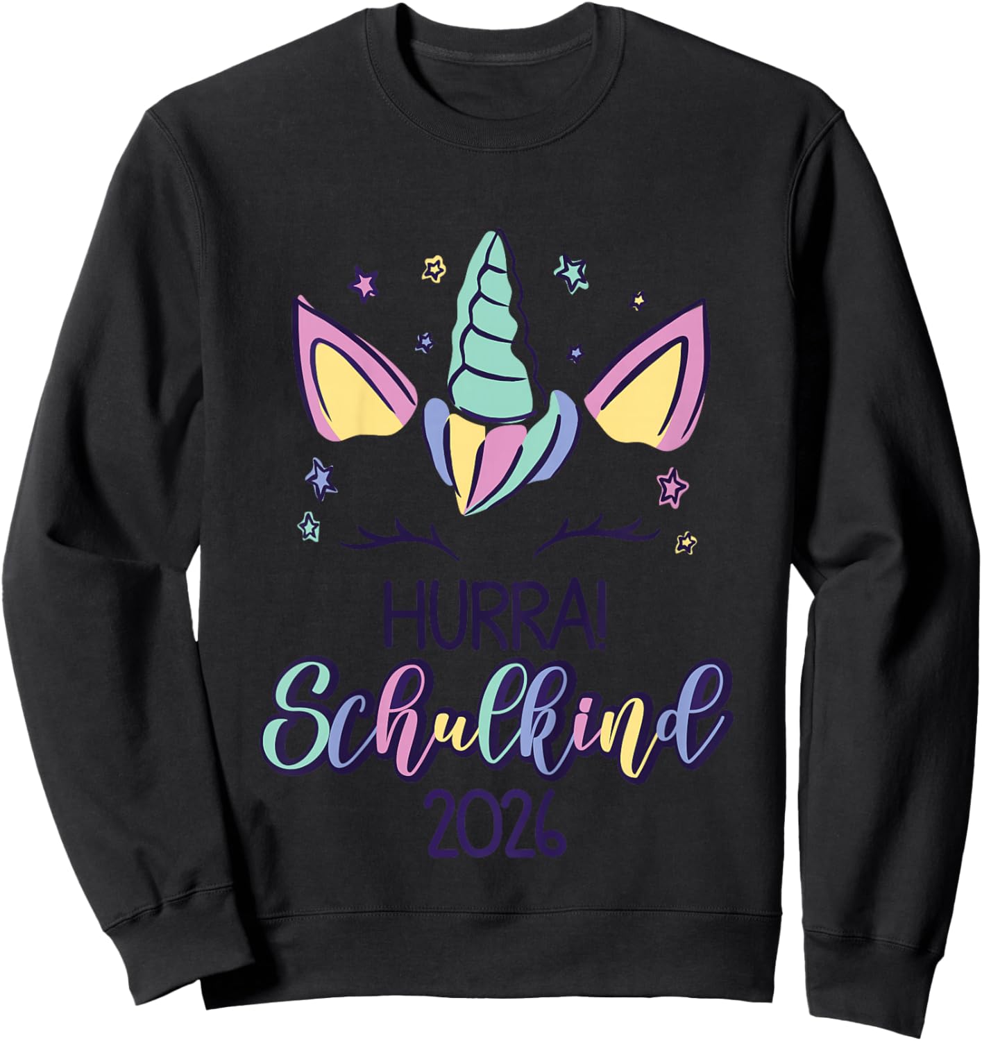 First Day of School Girls Unicorn School Child 2026 Sweatshirt - Sweatshirt | Black