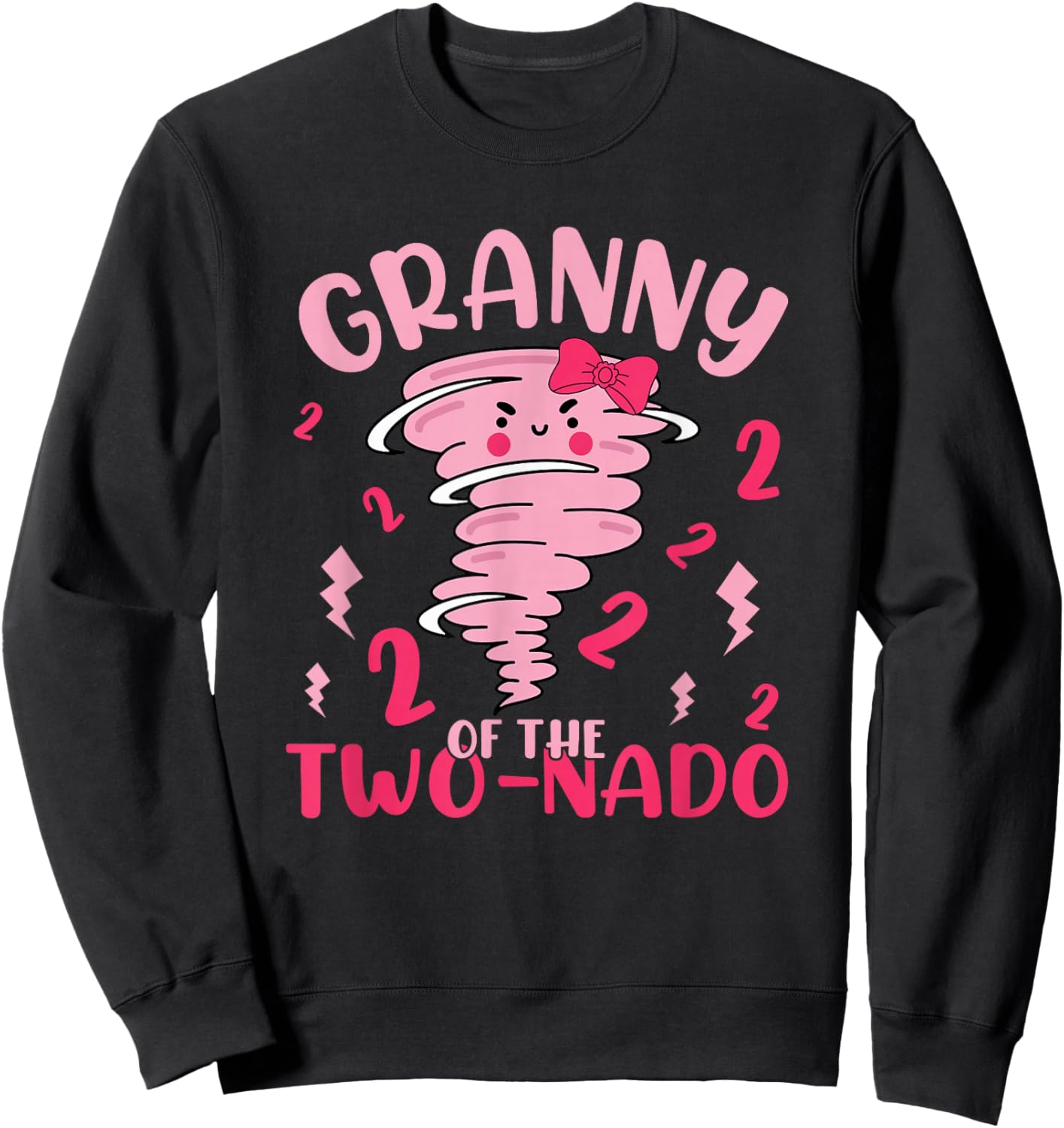 Granny of The Two-nado Tornado Theme 2nd Birthday Party Sweatshirt - Sweatshirt | Black