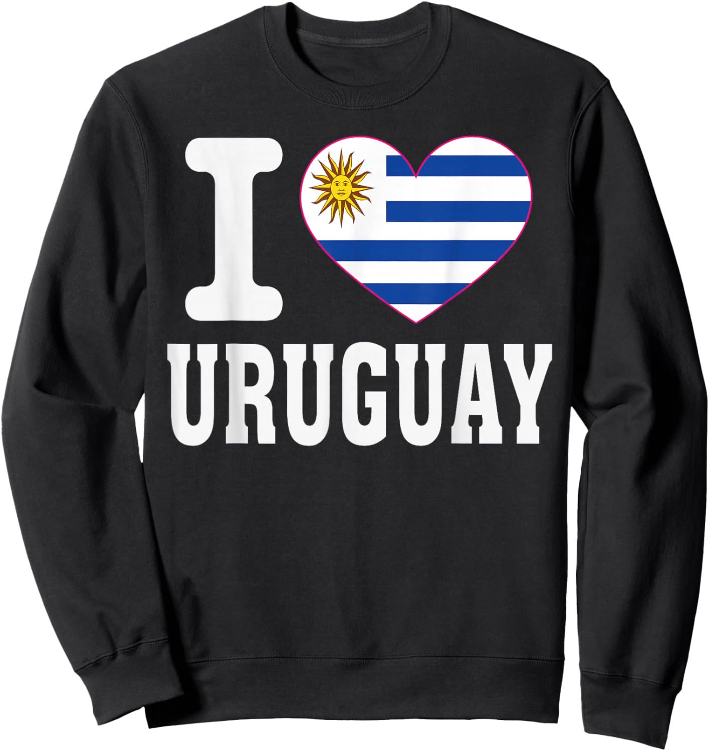 I Love Uruguay Heart Souvenir Lovers Pride Travel Sweatshirt - Sweatshirt | Black