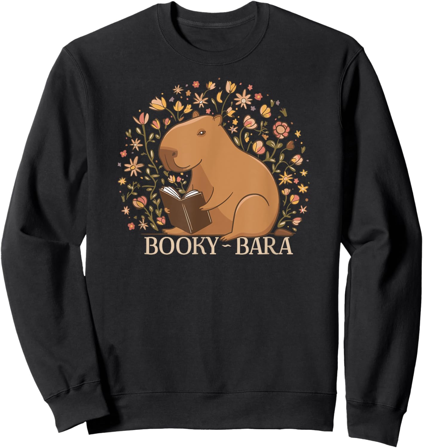 Capybara Funny Rodents Reading Books Wild Animal BookyBara Sweatshirt - Sweatshirt | Black