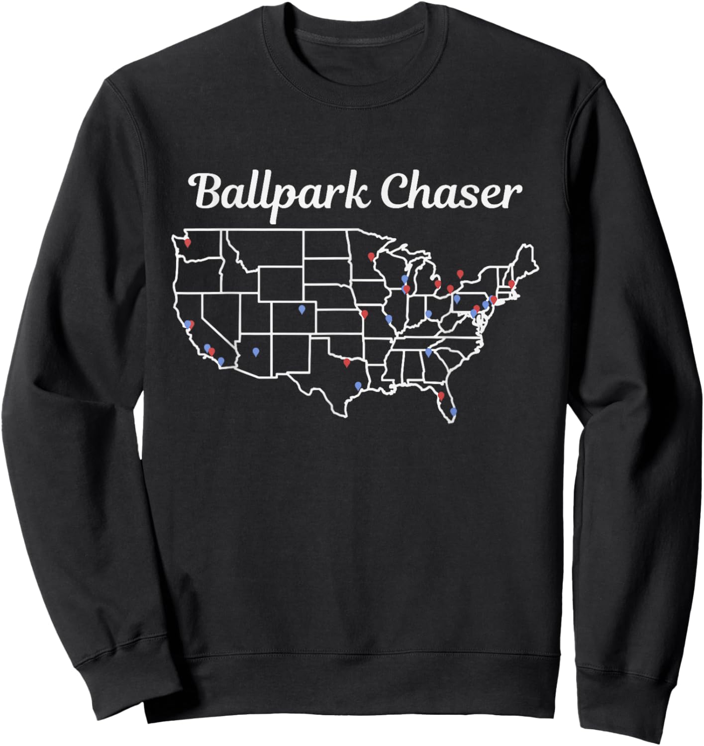 Ballpark Chaser | Baseball Stadiums Bucket List Sweatshirt - Sweatshirt | Black