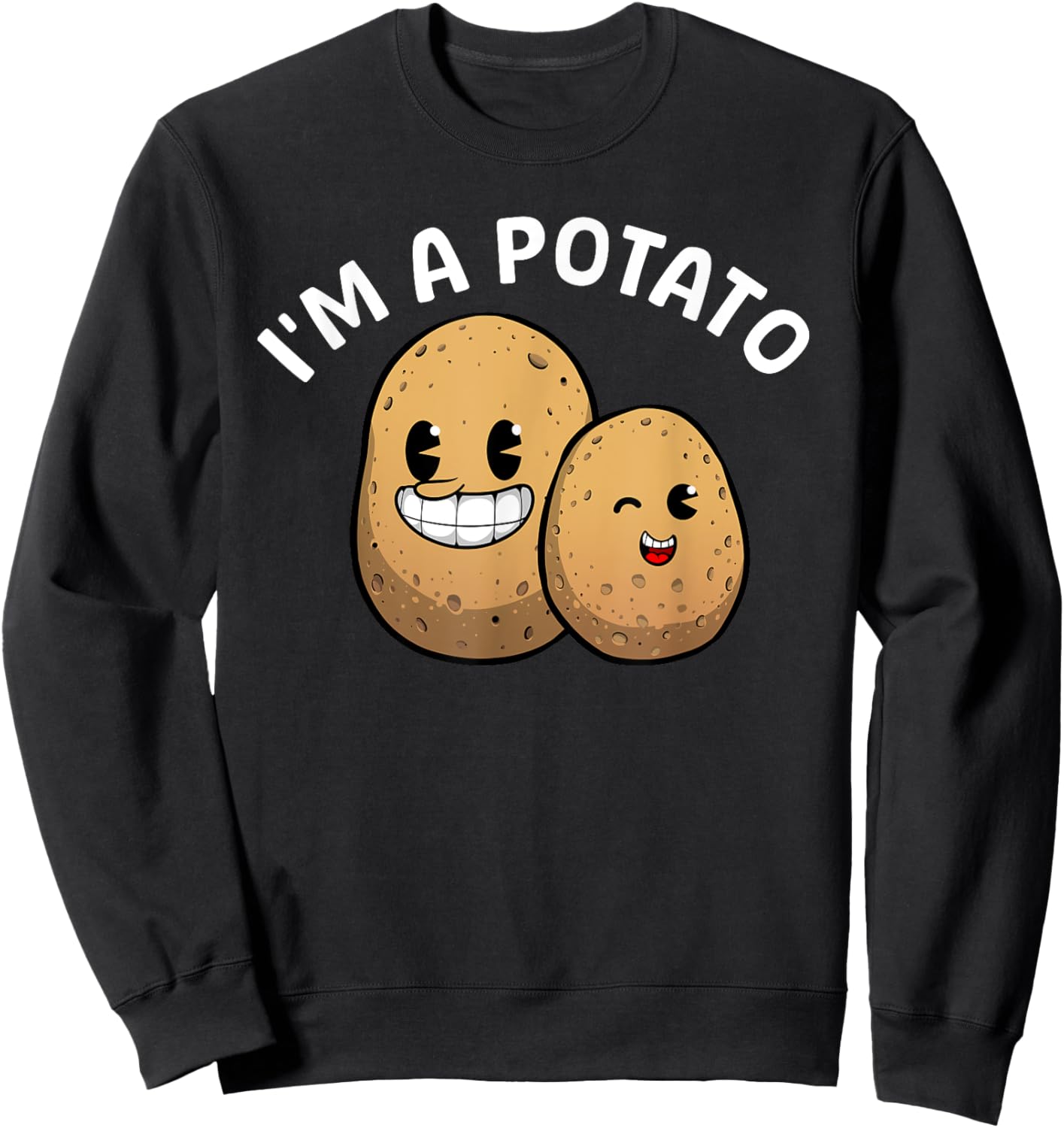 Best Potato Gift Potato Themed Accessories & Stuff Adults Kids Potato Lover Black Small Classic Fit Modern Classic Cartoon Potato Sweatshirt - Sweatshirt | Black