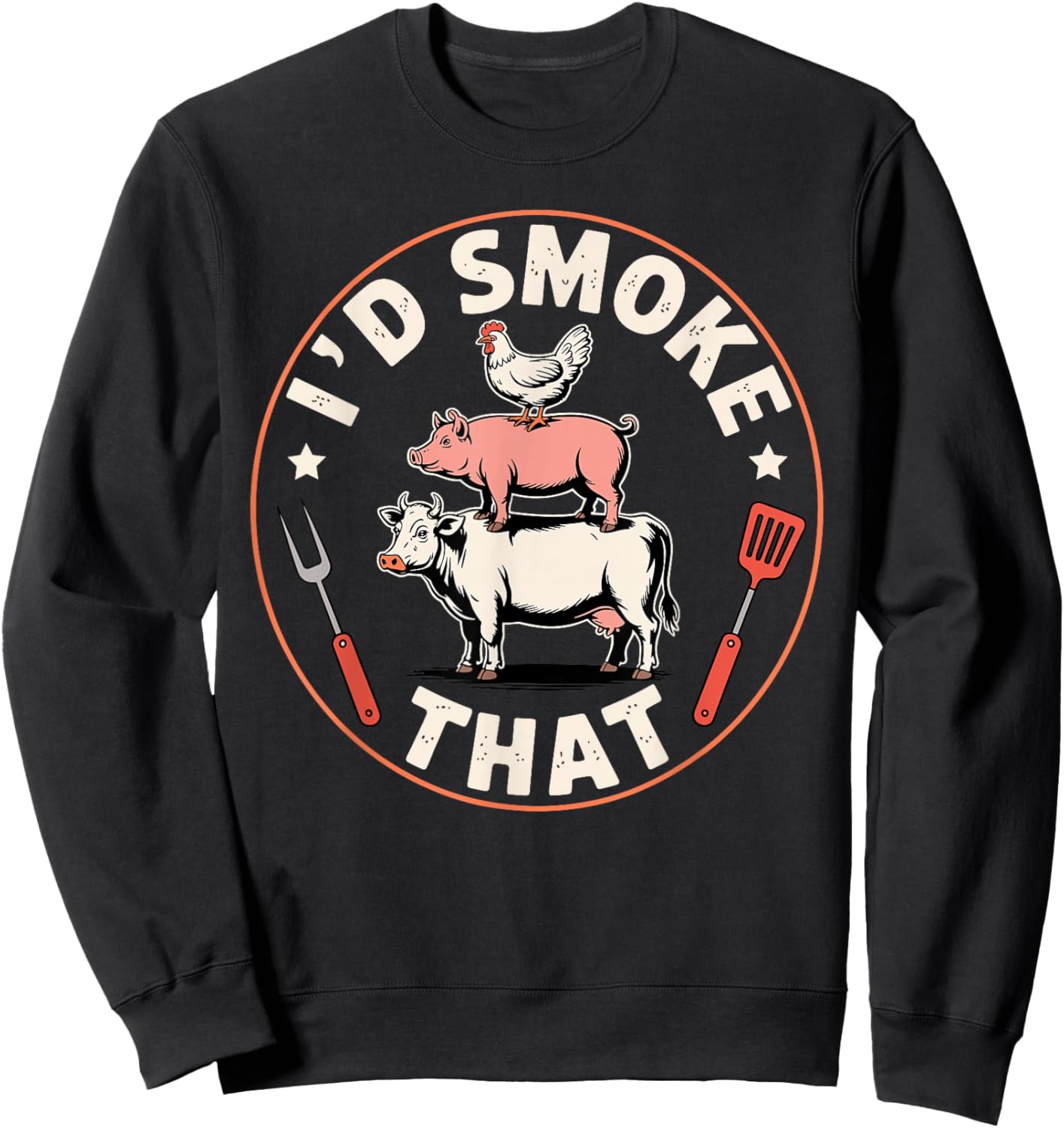 Funny BBQ Art Women Grilling Meat Smoking Barbecue Sweatshirt - Sweatshirt | Black