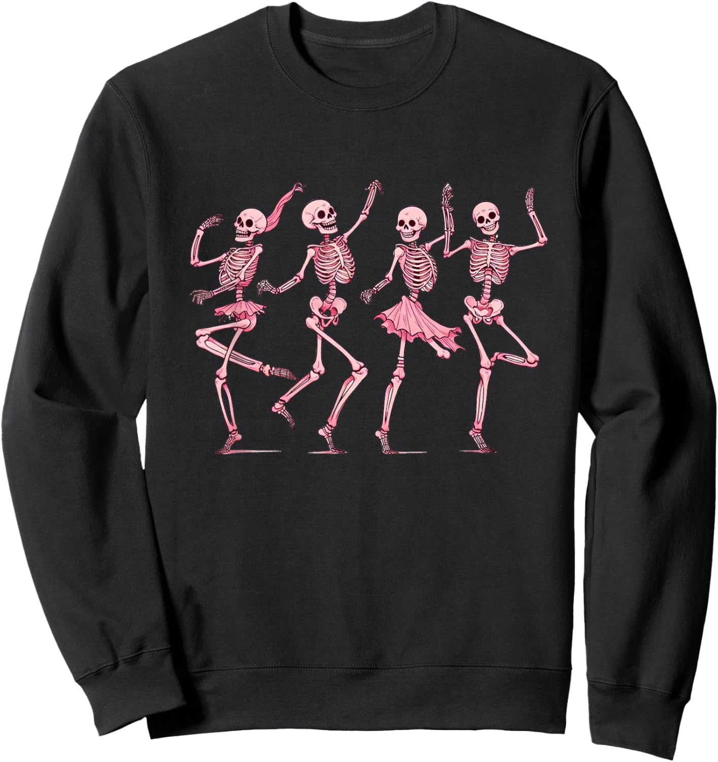 Pink Dancing Skeletons Dance Day Of Dead Halloween Women Sweatshirt - Sweatshirt | Black