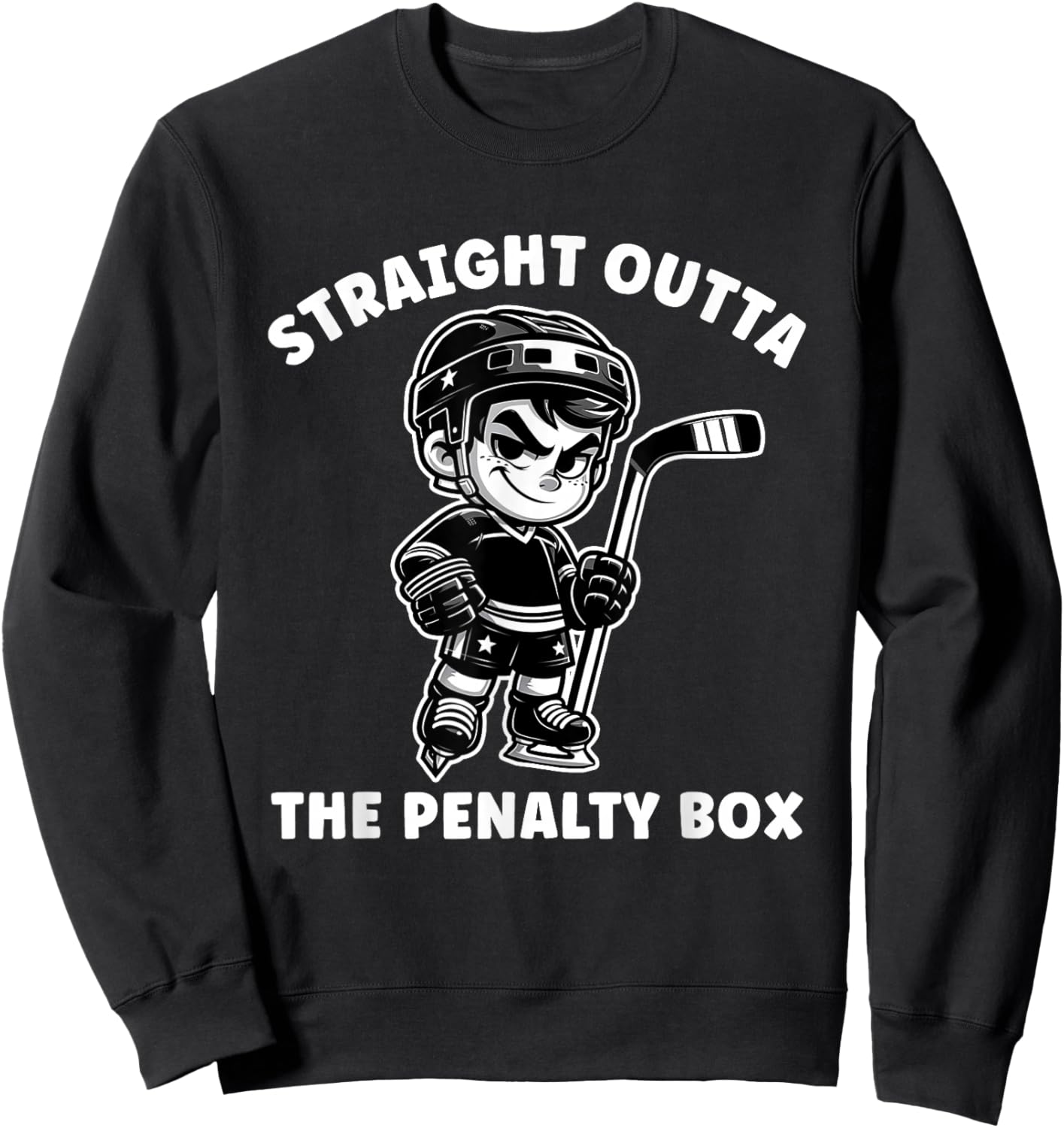 Youth Ice Hockey Funny Straight Outta Penalty Box Boys Sweatshirt - Sweatshirt | Black