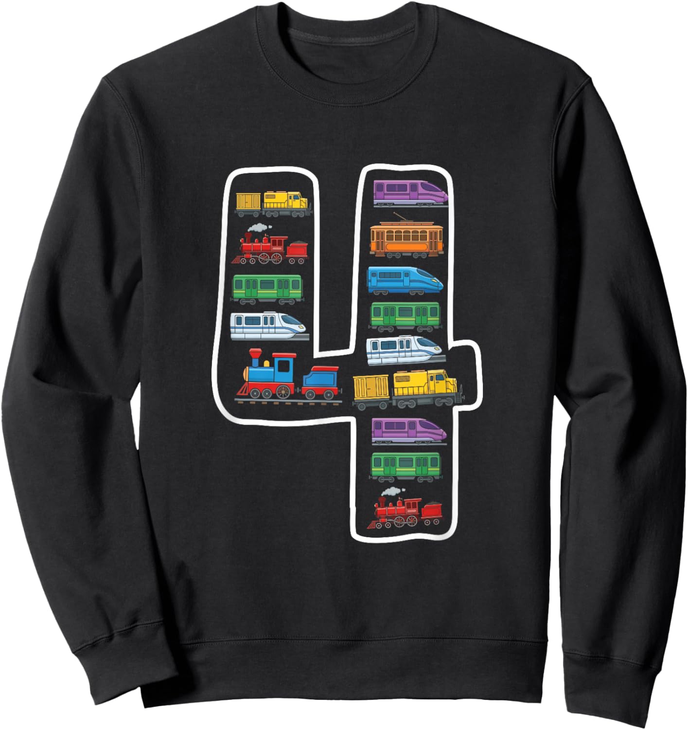 Zug Geburtstag 4 Jahre Eisenbahn Kinder Party Sweatshirt - Sweatshirt | Black