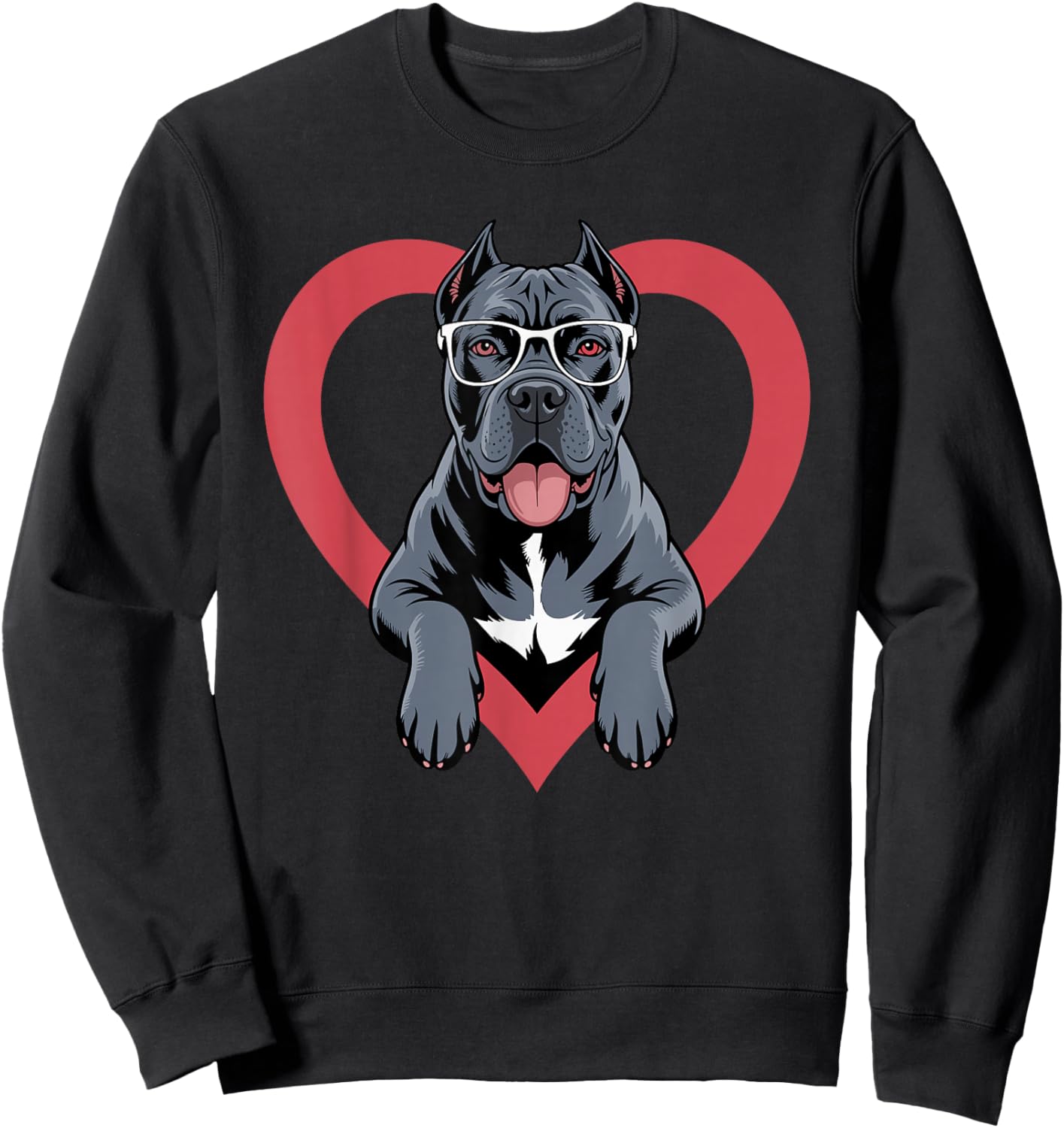 Heart Cane Corso Glasses Sweatshirt - Sweatshirt | Black