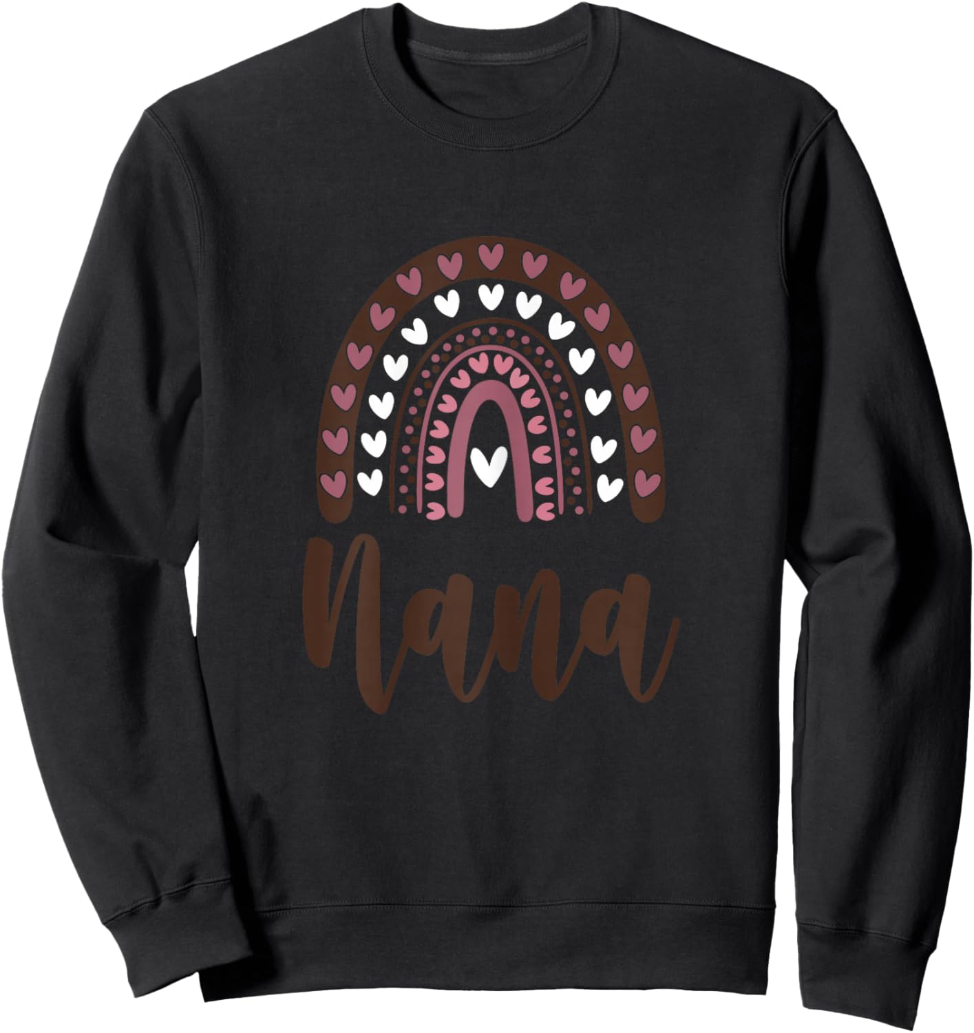 Nana Boho Rainbow Hearts Love Family Grandma Sweatshirt - Sweatshirt | Black
