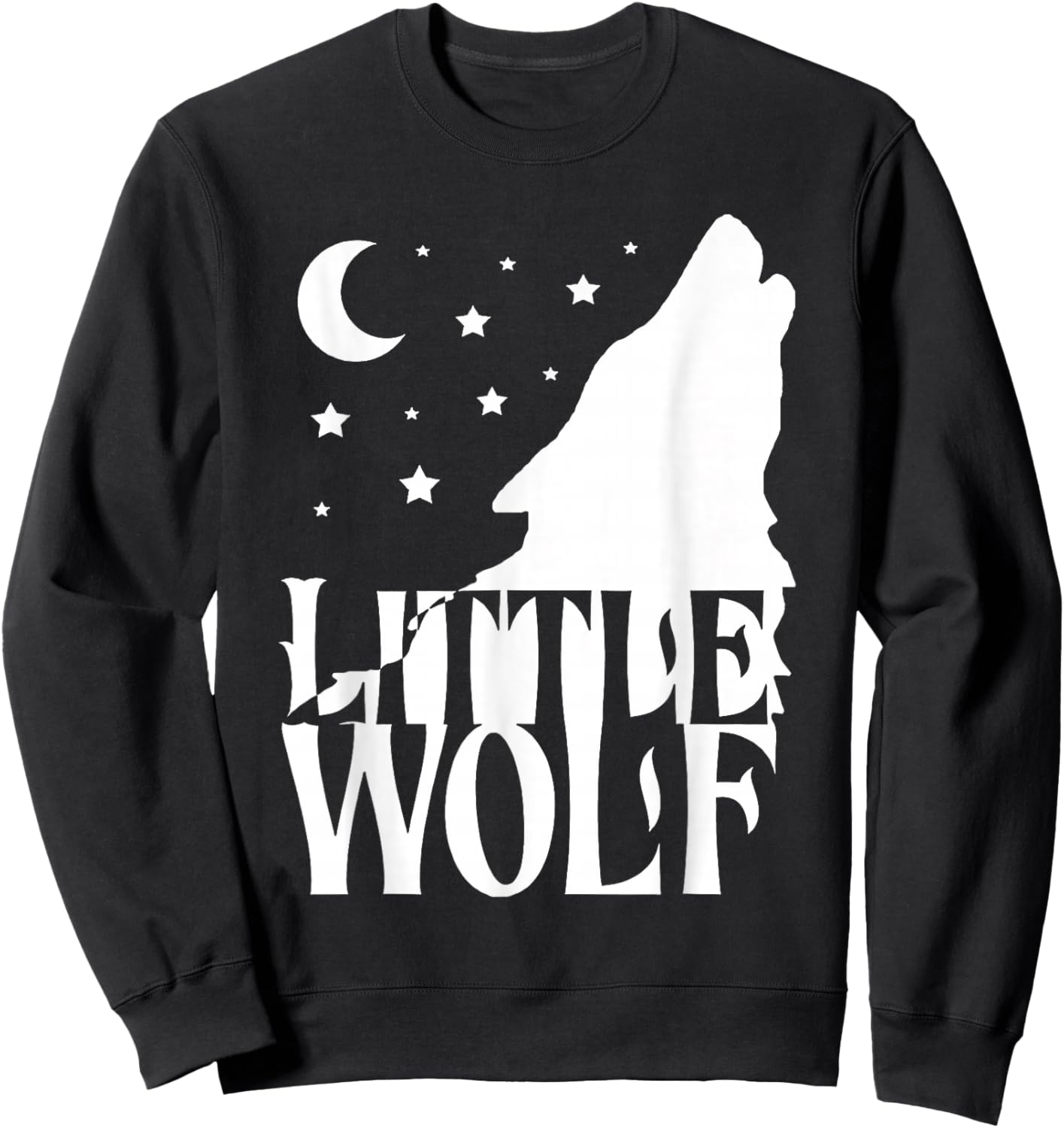 Little Wolf Gift Matching Family Tribe Wolves Moon Sweatshirt - Sweatshirt | Black