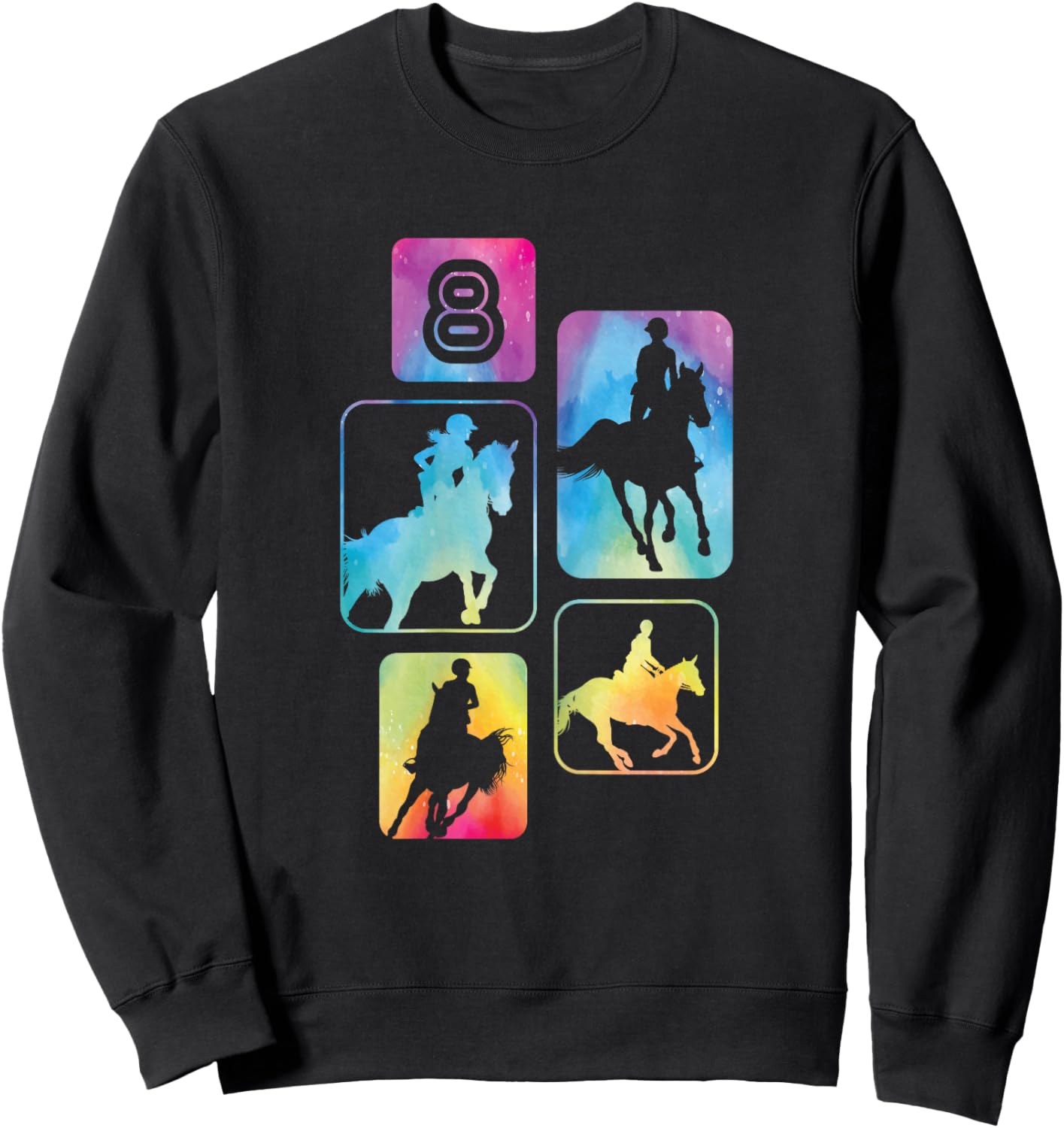 8th Birthday Horse Rider Horse Lover 8 Years Old Girl Sweatshirt - Sweatshirt | Black