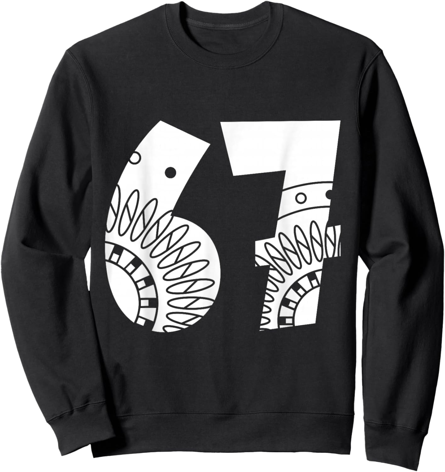 67 Nordic Scandi Abstrait Art Populaire Géométrique Chiffres Sweatshirt - Sweatshirt | Black
