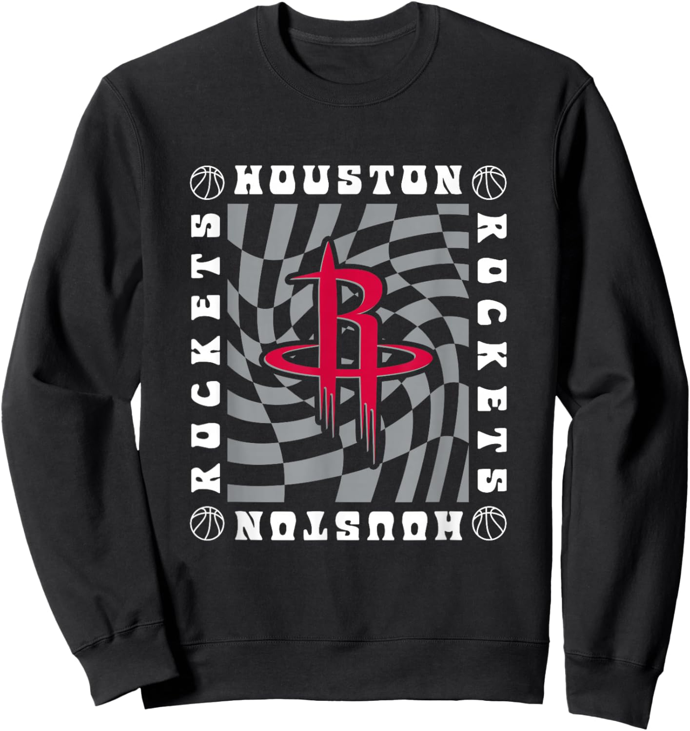 NBA Houston Rockets Retro Checkerboard Wave Sweatshirt - Sweatshirt | Black