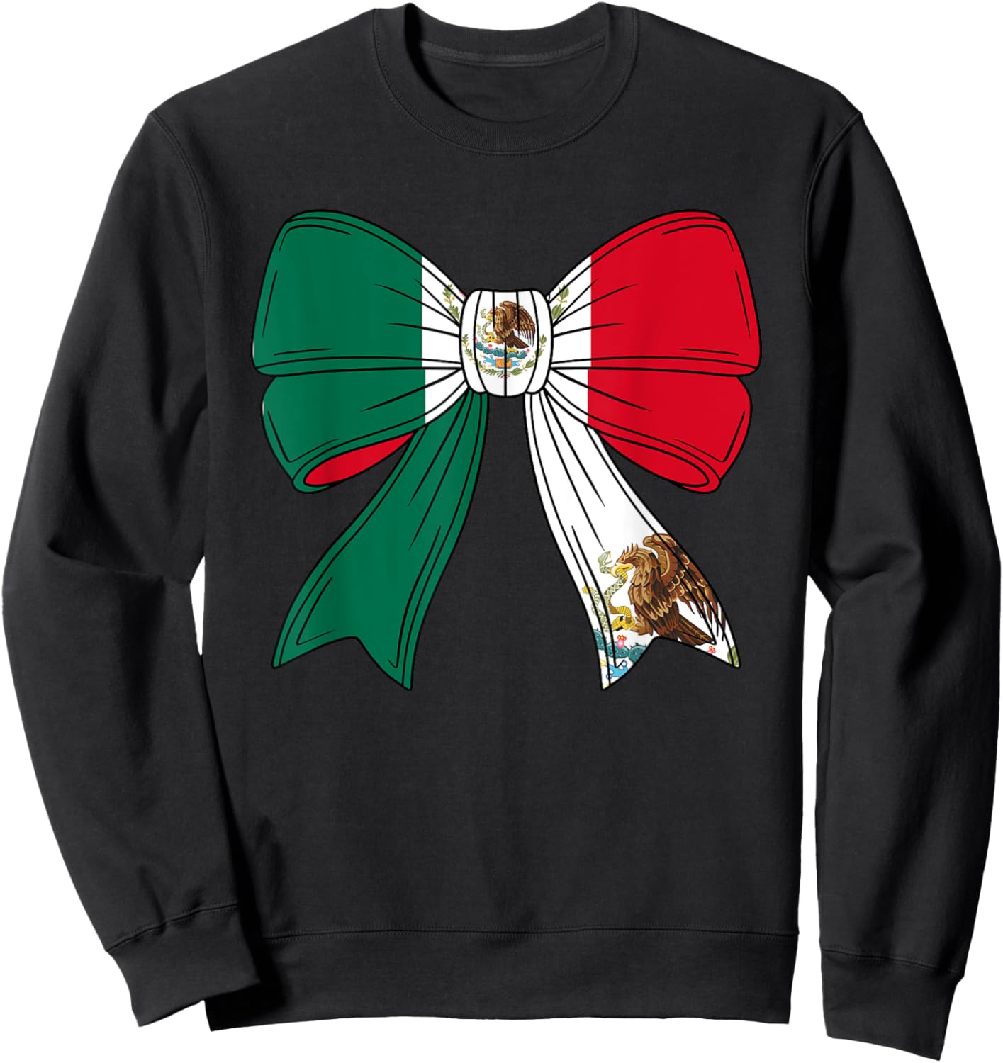 Cute Mexican Women Girls Mexicana Mexico Flag Coquette Bow Sweatshirt - Sweatshirt | Black