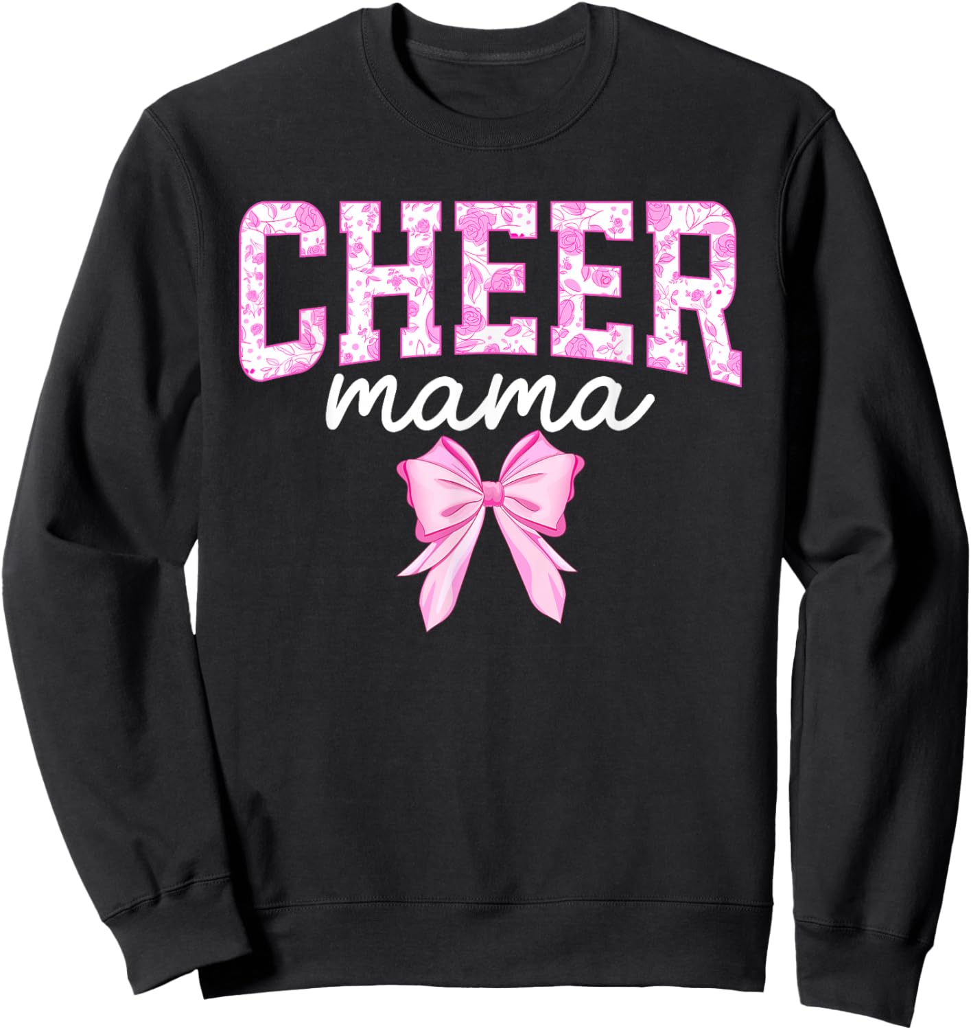 Cheer Mom Of A Cheerleader Mama Coquette Cheerleading Mom Sweatshirt - Sweatshirt | Black