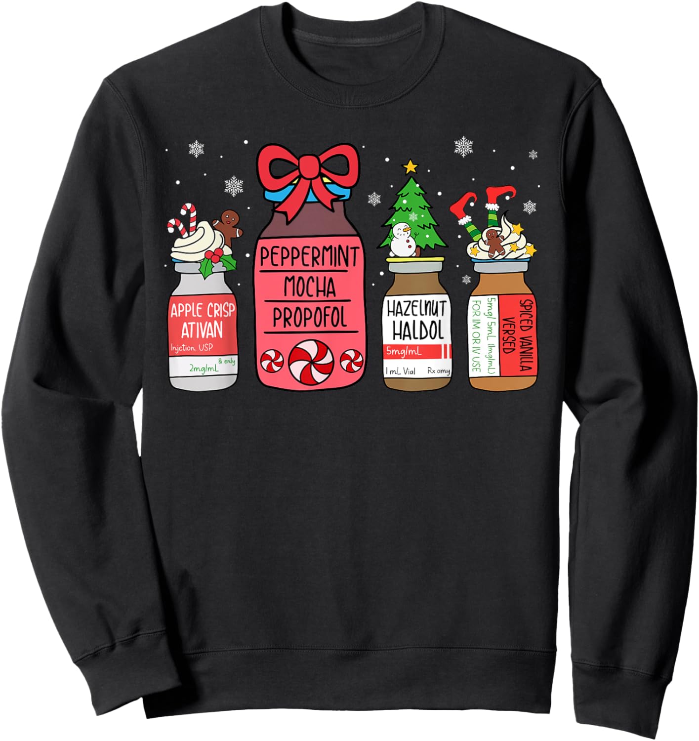 Peppermint Mocha Propofol Christmas Nurse ER ED ICU RN Scrub Sweatshirt - Sweatshirt | Black