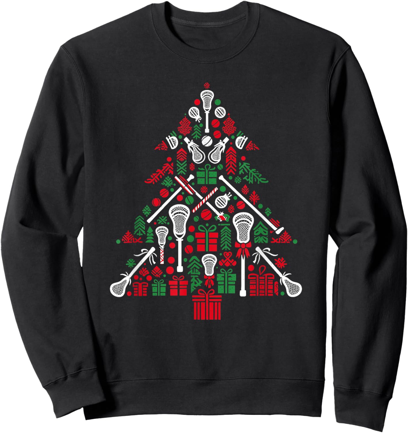 Funny Lacrosse Christmas Tree Player Kids Sweatshirt - Sweatshirt | Black