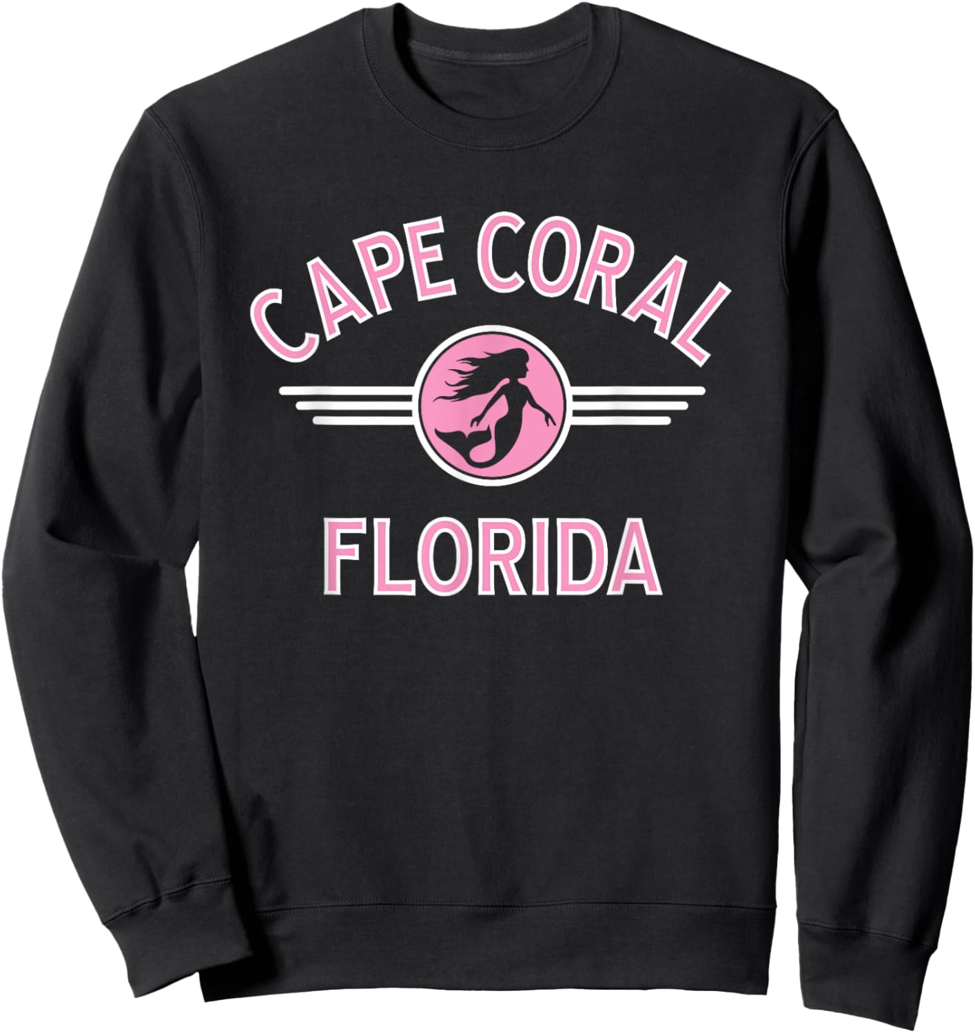 Cape Coral Florida Mermaid Circle Sweatshirt - Sweatshirt | Black