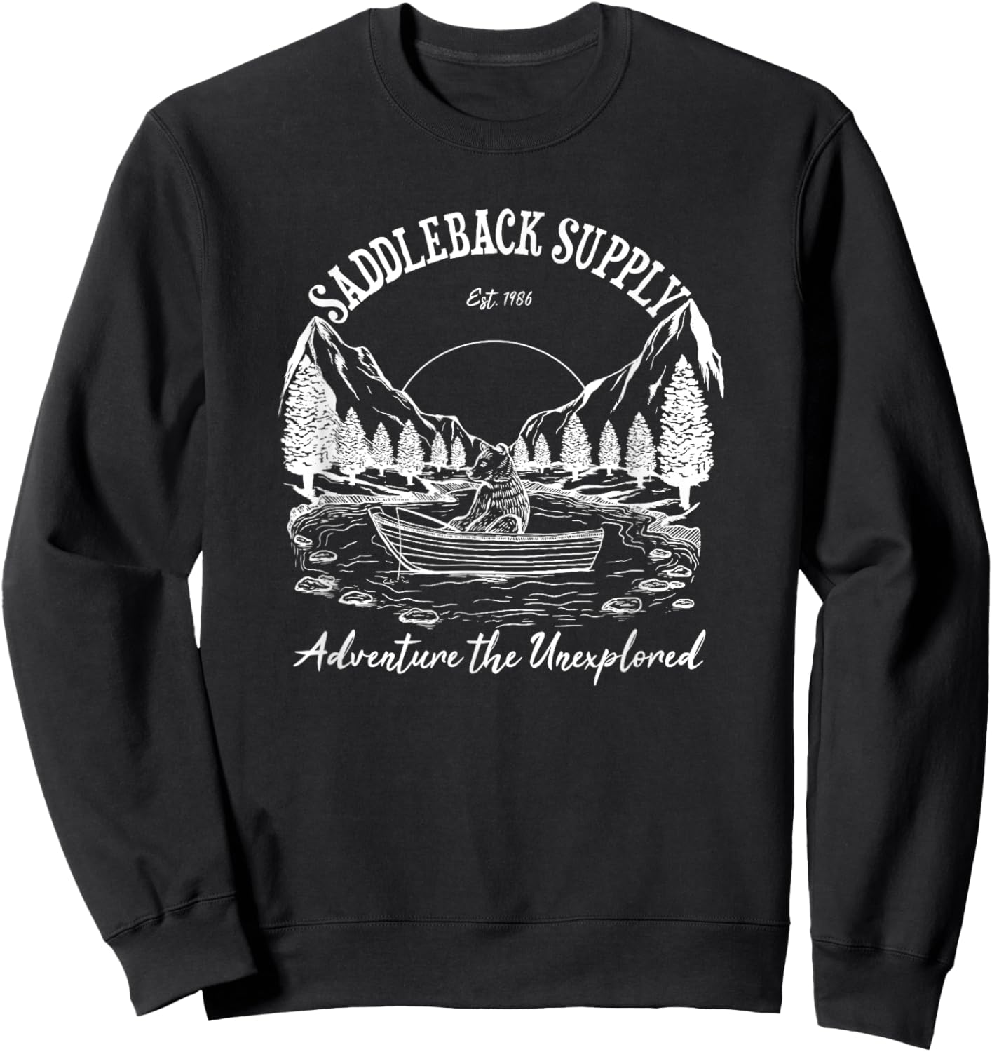 Saddleback Fishing Bear Logo Western Graphic Sweatshirt - Sweatshirt | Black