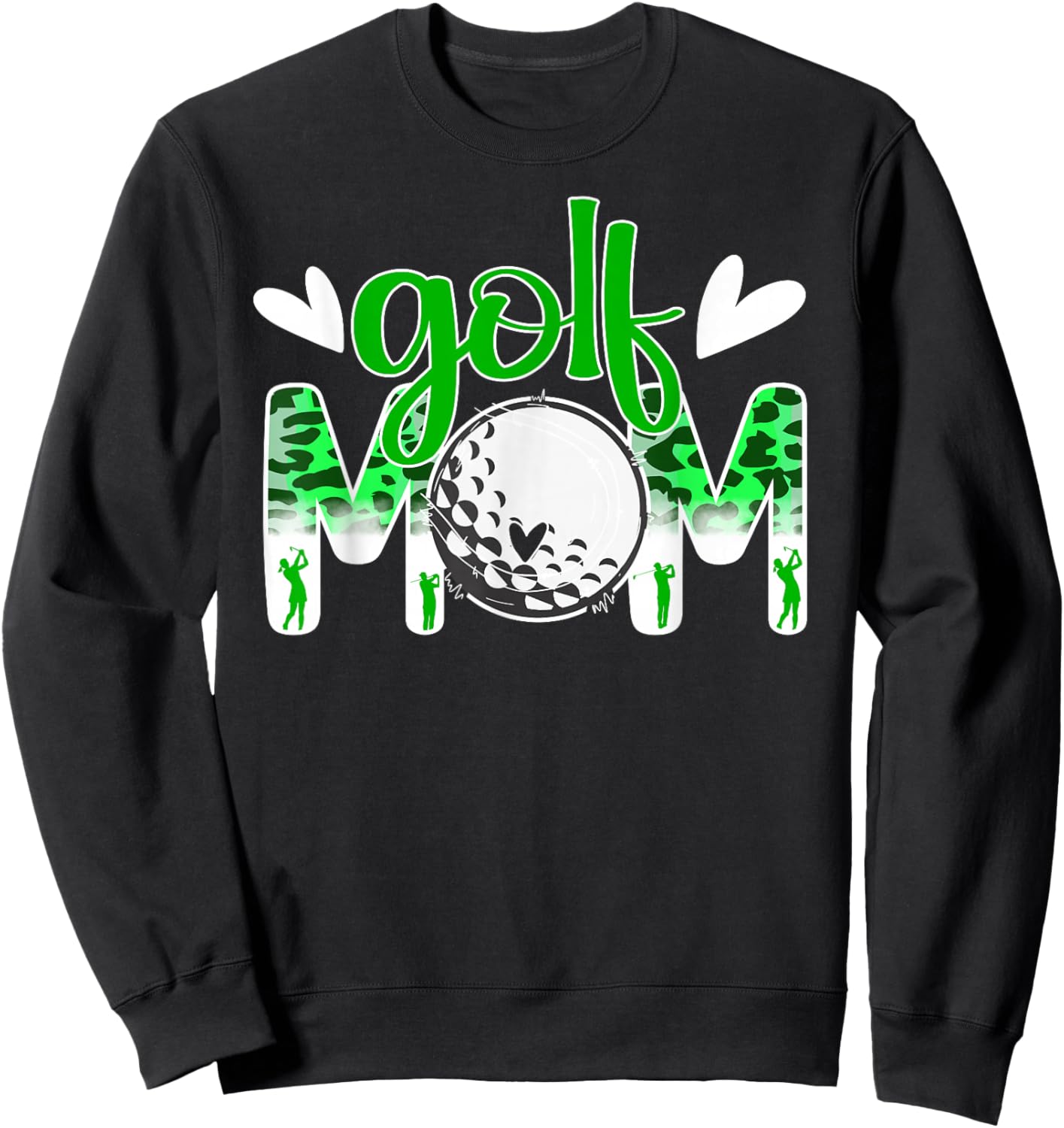 Golf Mom Leopard Golfer Mom Of A Golf Player Mama Sweatshirt - Sweatshirt | Black