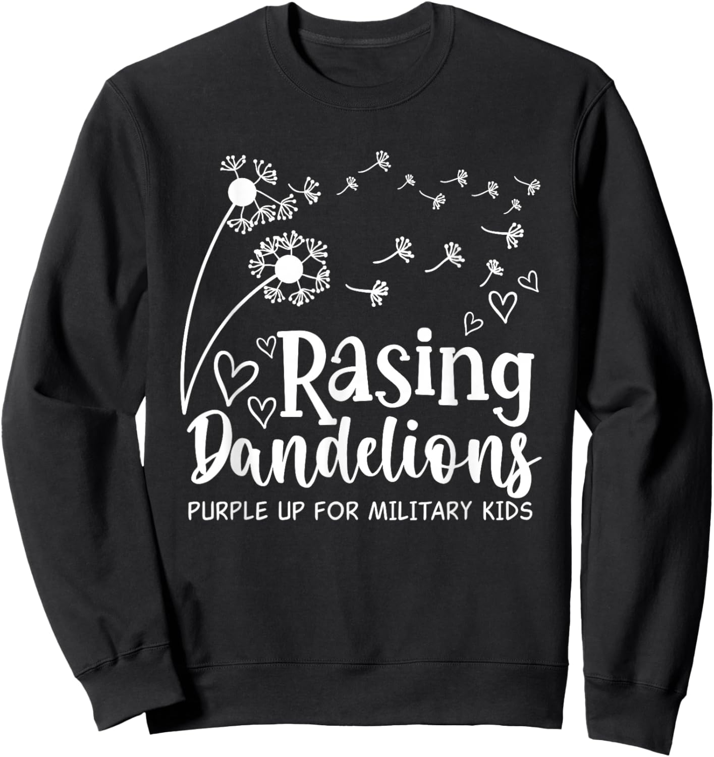 Raising Dandelions Purple Up For Military Child Month Women Sweatshirt - Sweatshirt | Black
