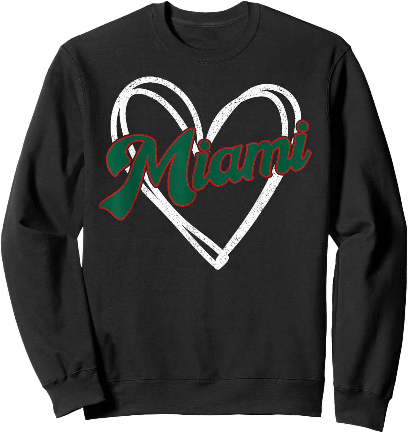 Miami - Heart Vintage Men Women Sweatshirt - Sweatshirt | Black
