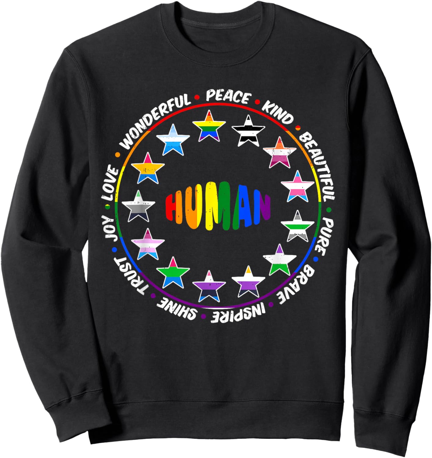 Human Rainbow LGBTQ Pride Equality Inclusion Positive Gay Sweatshirt - Sweatshirt | Black