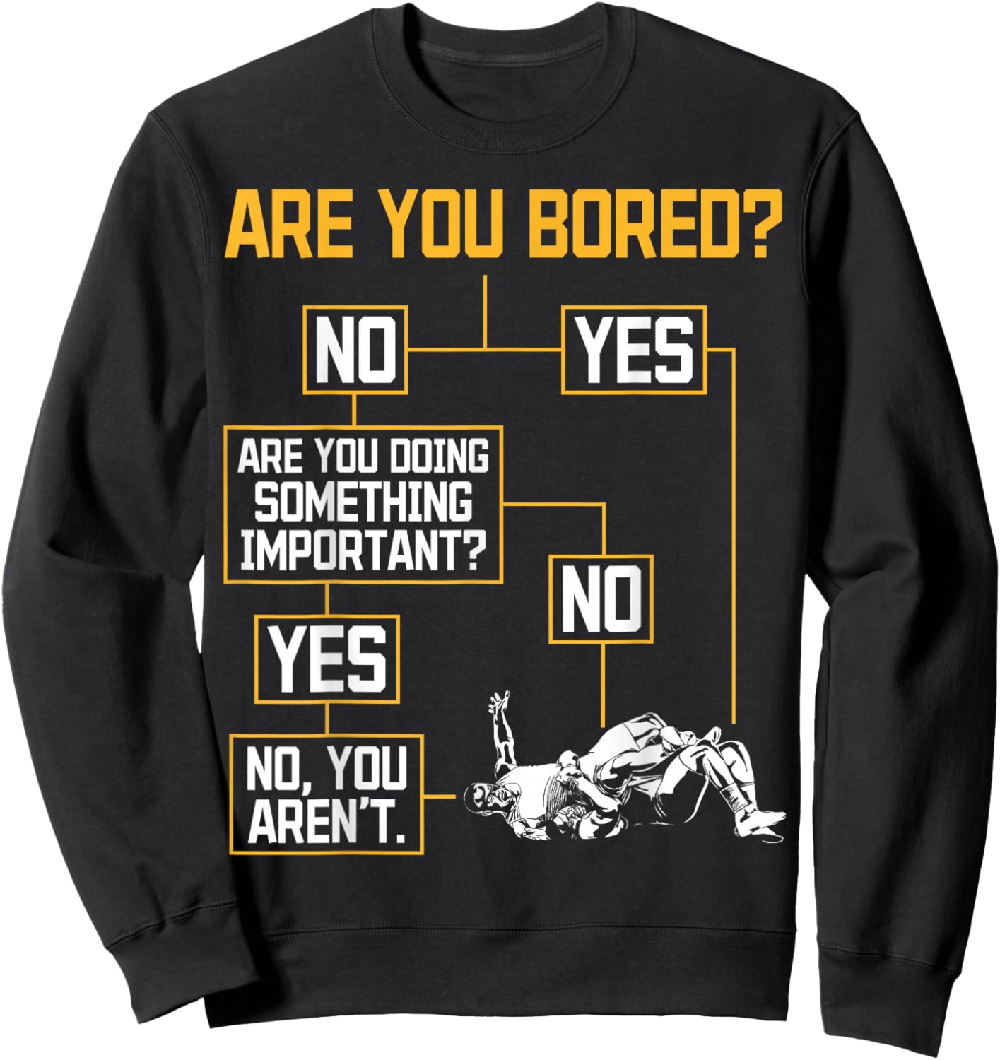 Funny Wrestling Flowchart Takedown Humor Sweatshirt - Sweatshirt | Black