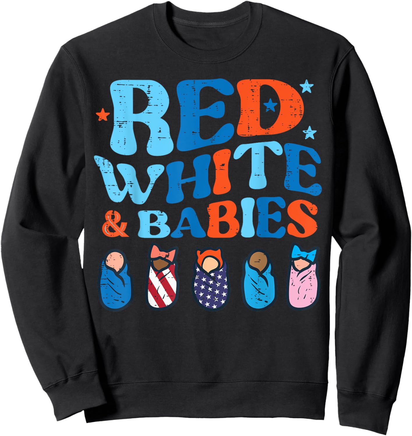 4th July Nicu Nurse Red White Babies Patriot Scrub Top Women Sweatshirt - Sweatshirt | Black