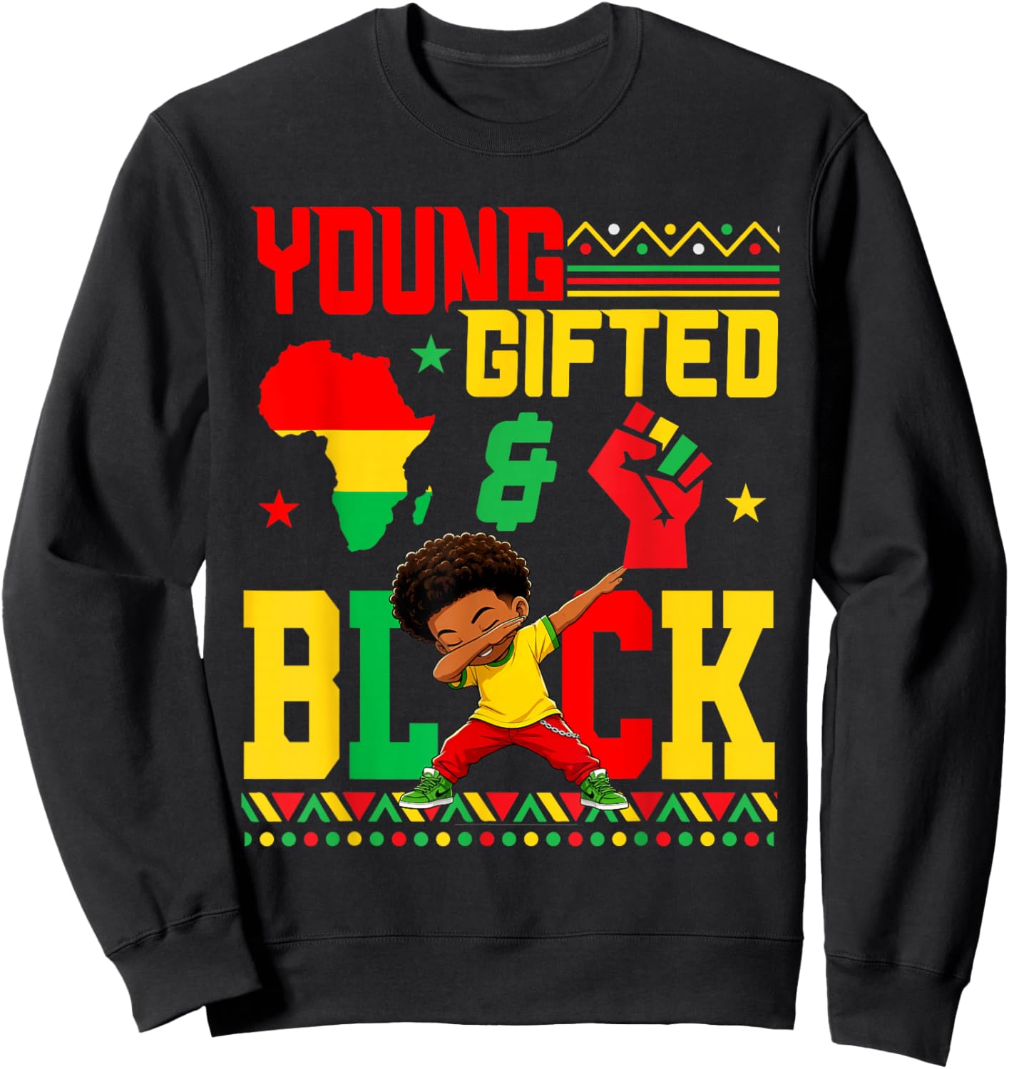 Juneteenth Young Gifted Dabbing African Black Boy Kids Youth Sweatshirt - Sweatshirt | Black