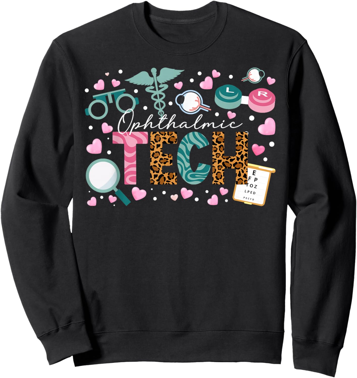 Ophthalmic Tech Leopard Ophthalmology Technician Sweatshirt - Sweatshirt | Black