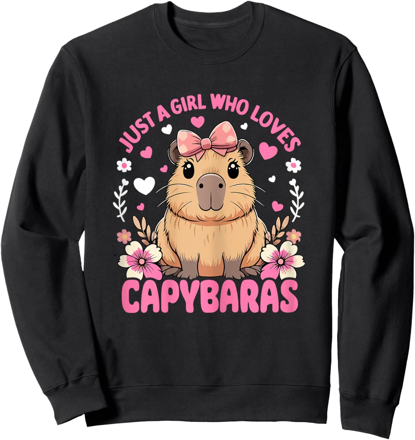 Just a Girl Who Loves Capybaras Graphic Sweatshirt - Sweatshirt | Black