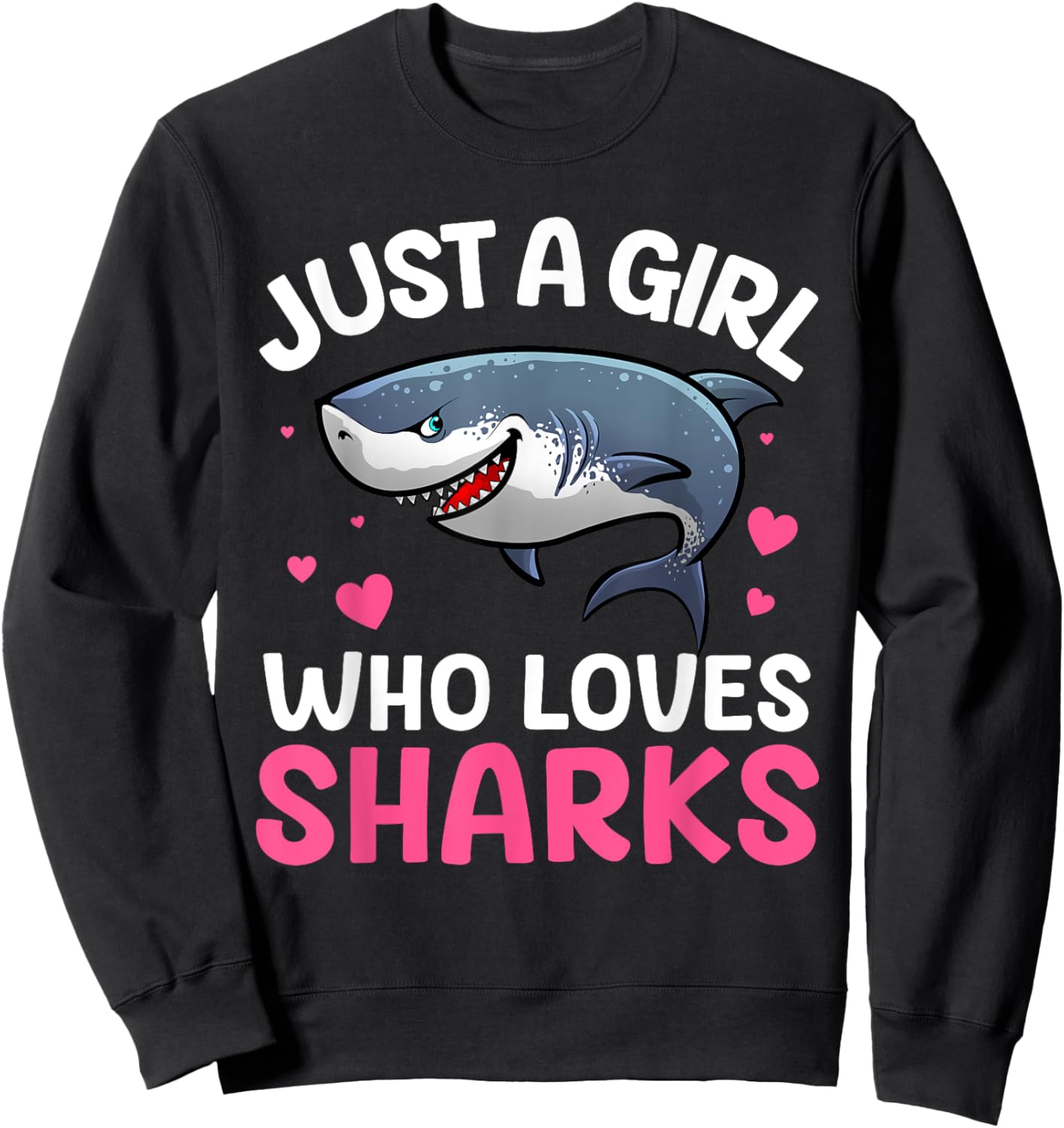 Cool Shark Art Girls Kids Shark Themed Shark Lover Sweatshirt - Sweatshirt | Black