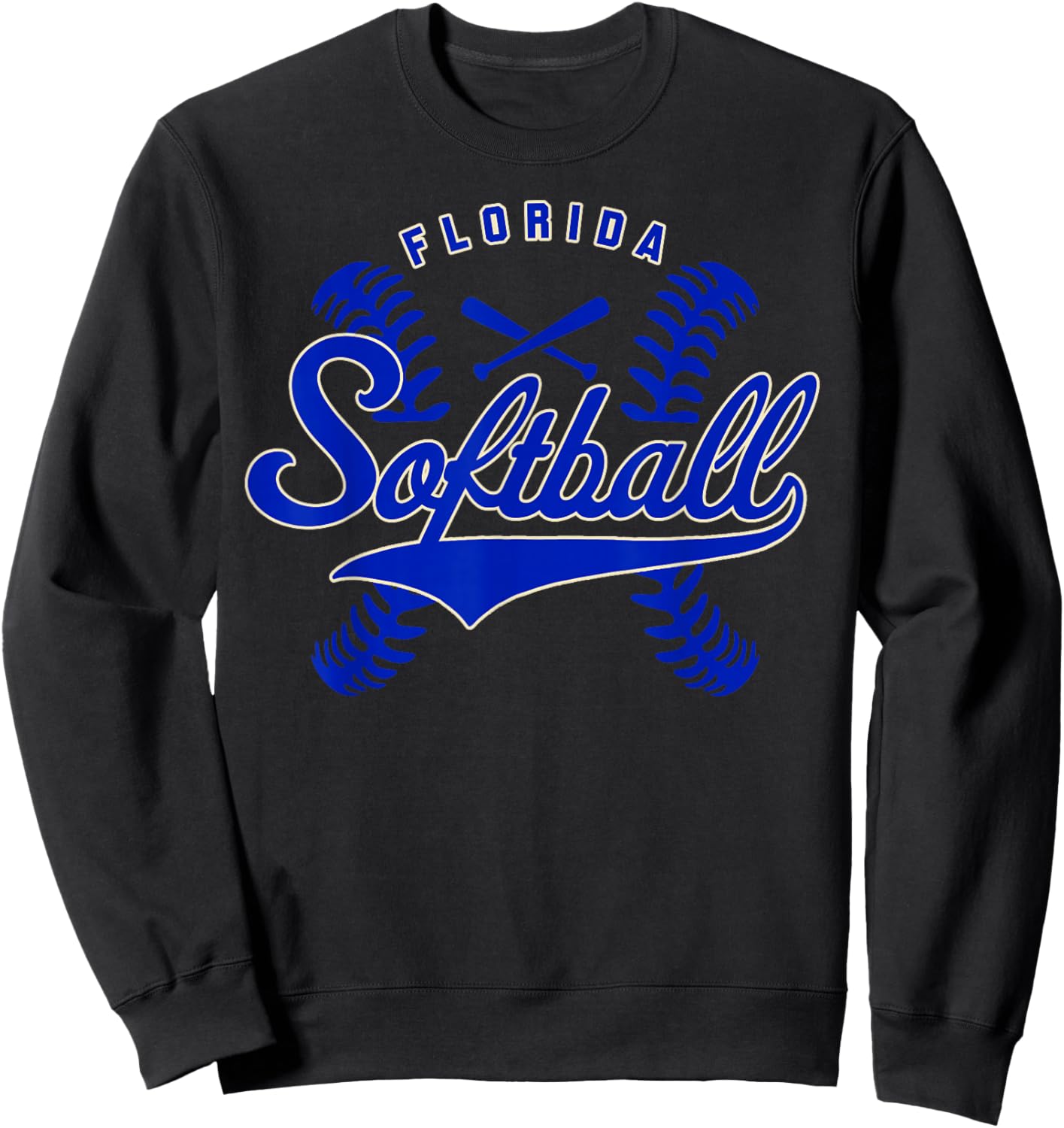 Florida Softball Vintage Kids Team Retro Softball Fan Sweatshirt - Sweatshirt | Black