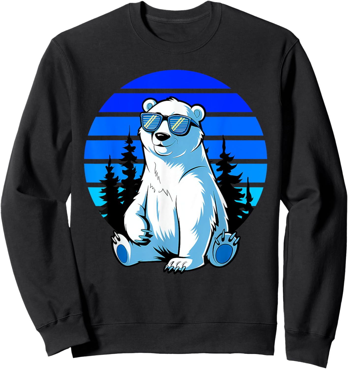 Arctic Animal Polar Bear Lover Cool Sunglasses Polar Bear Sweatshirt - Sweatshirt | Black
