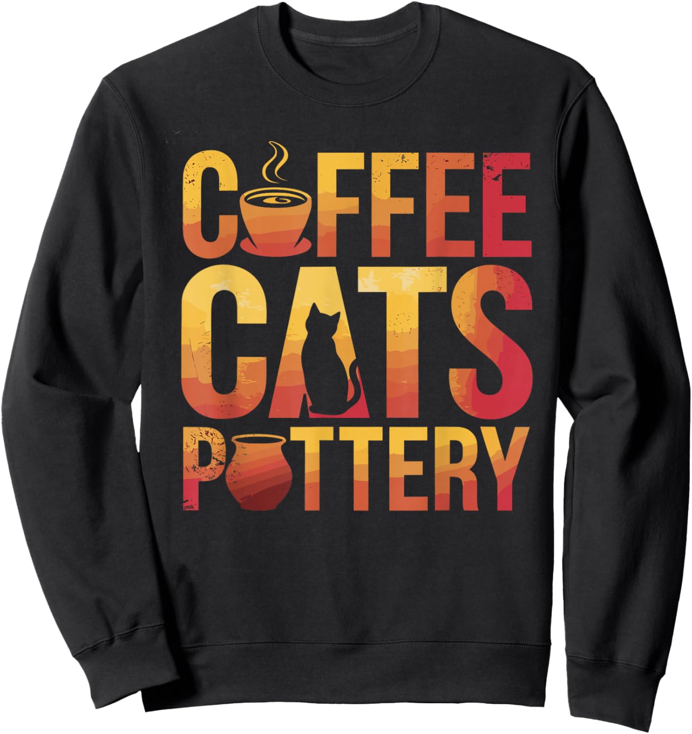 Coffee Cats Pottery Funny Pottery Sweatshirt - Sweatshirt | Black