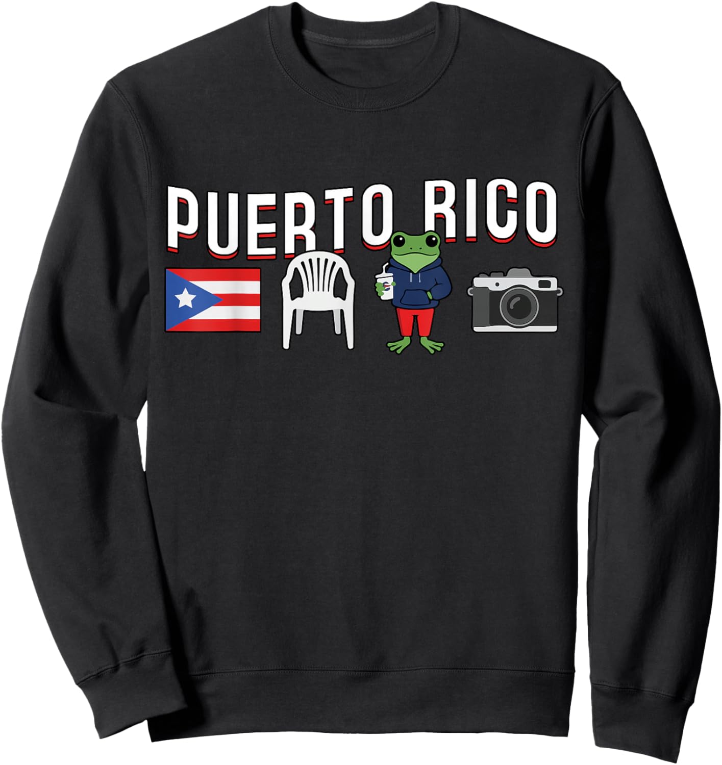 Porto Rico Frog Coqui Drapeau hispanique Porto Rico Sweatshirt - Sweatshirt | Black