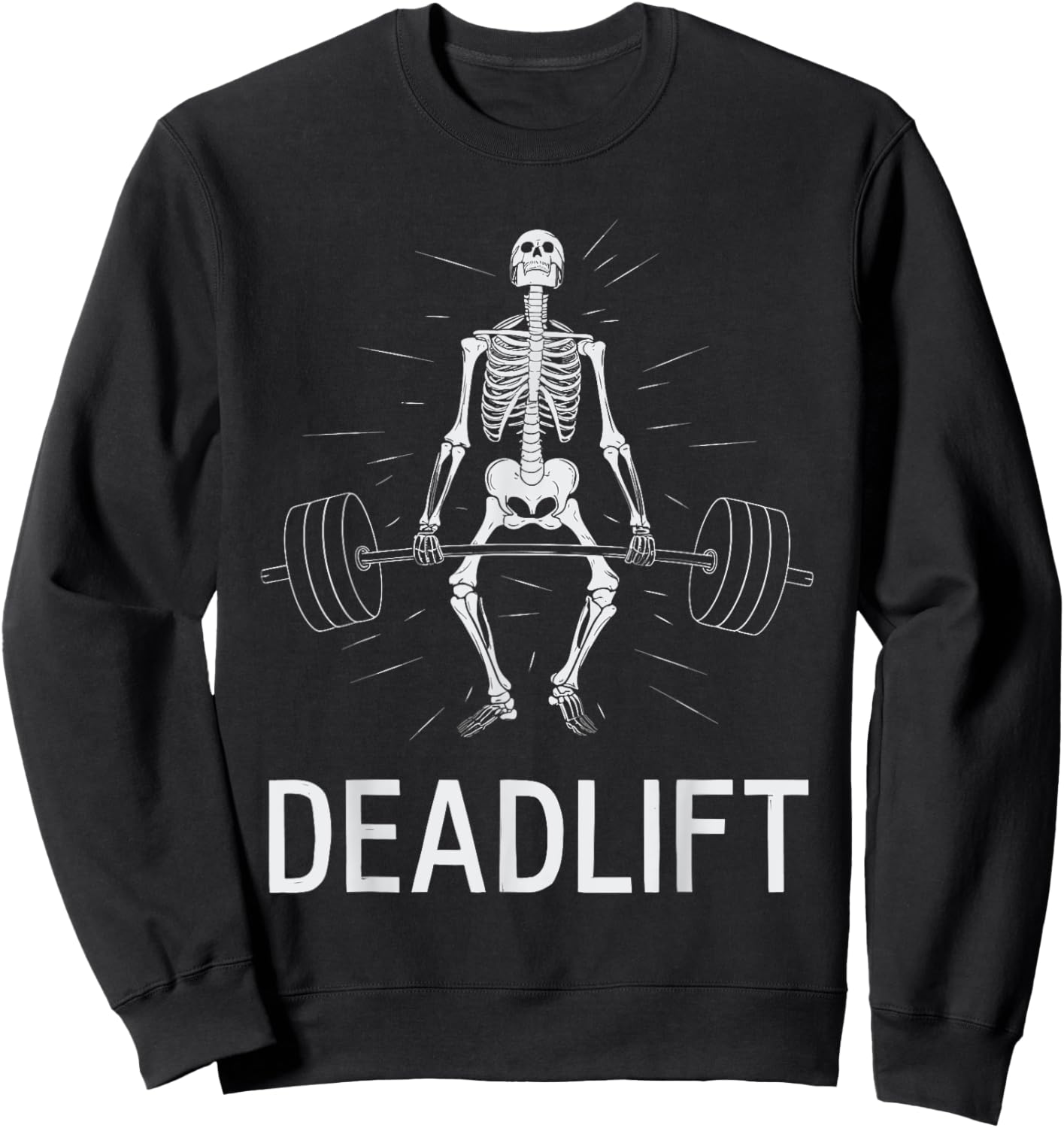 Skeleton Deadlift Spooky Weightlifting Workout Sweatshirt - Sweatshirt | Black